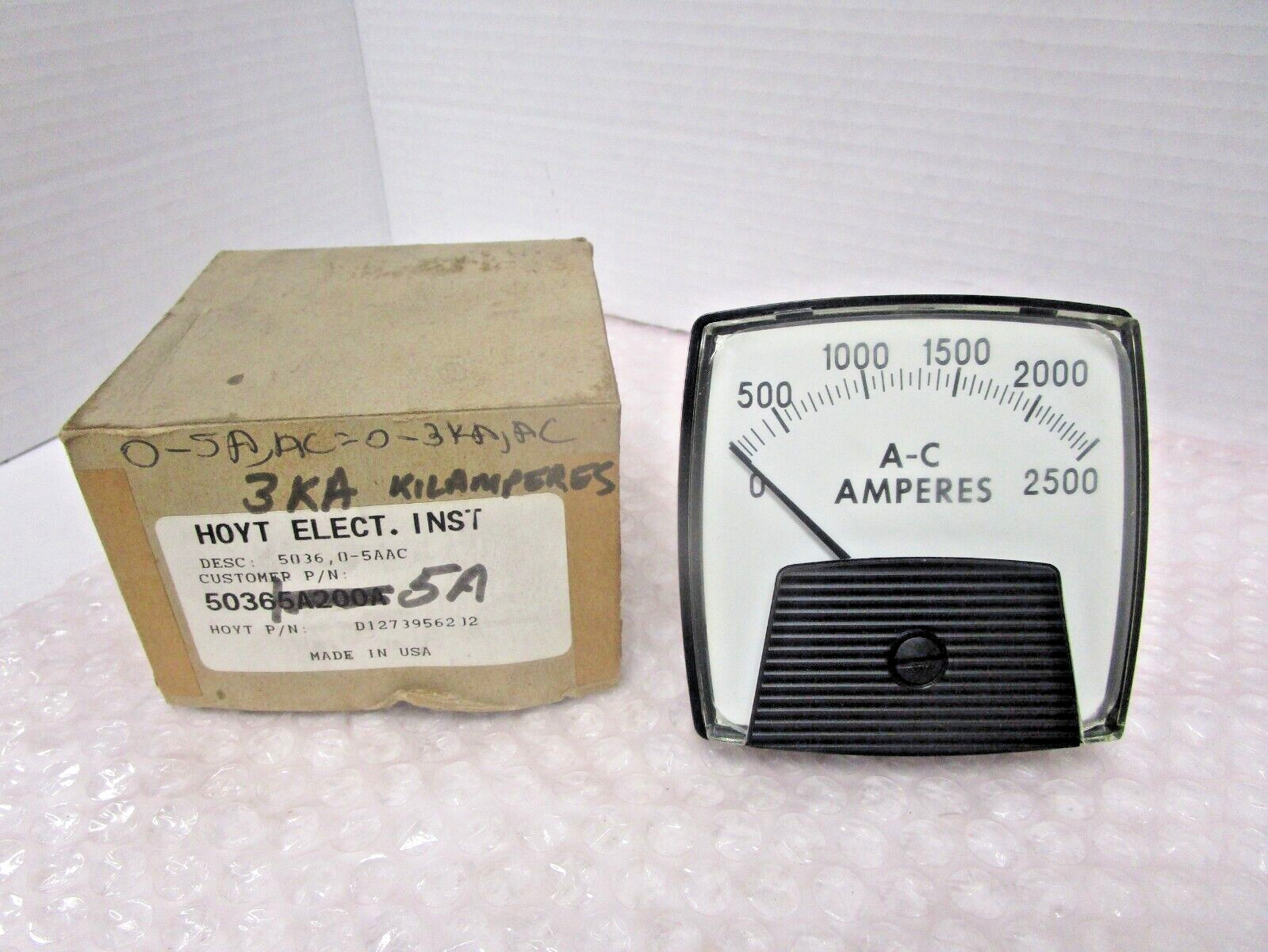 GE PANEL METER A-C AMPERES 0-2500 (NEW)