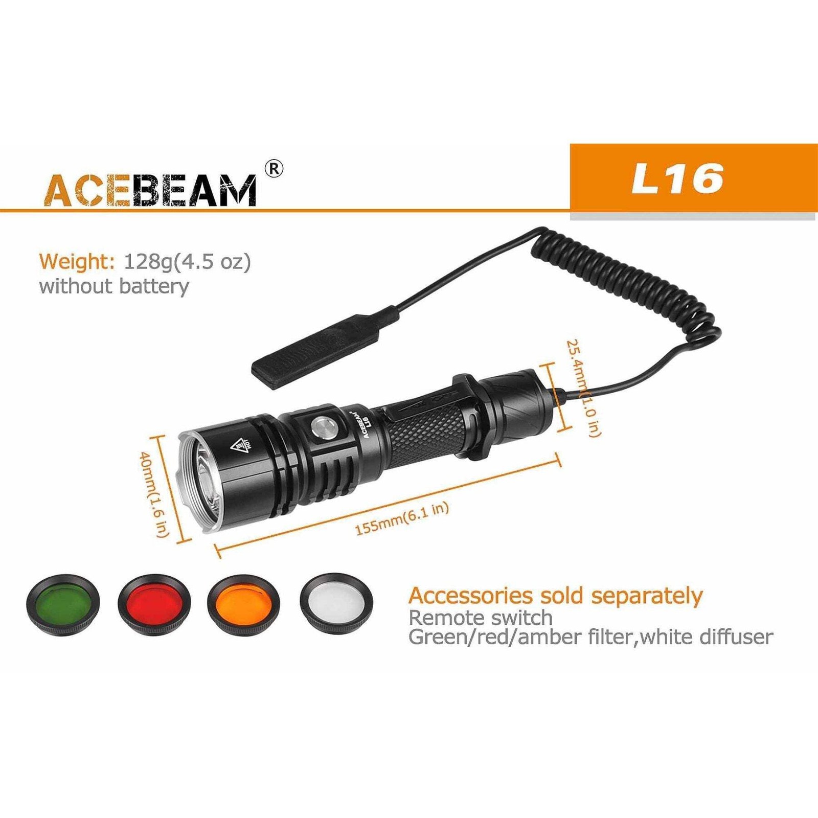 REMOTE PRESSURE SWITCH - ACEBEAM L16 - Brand New
