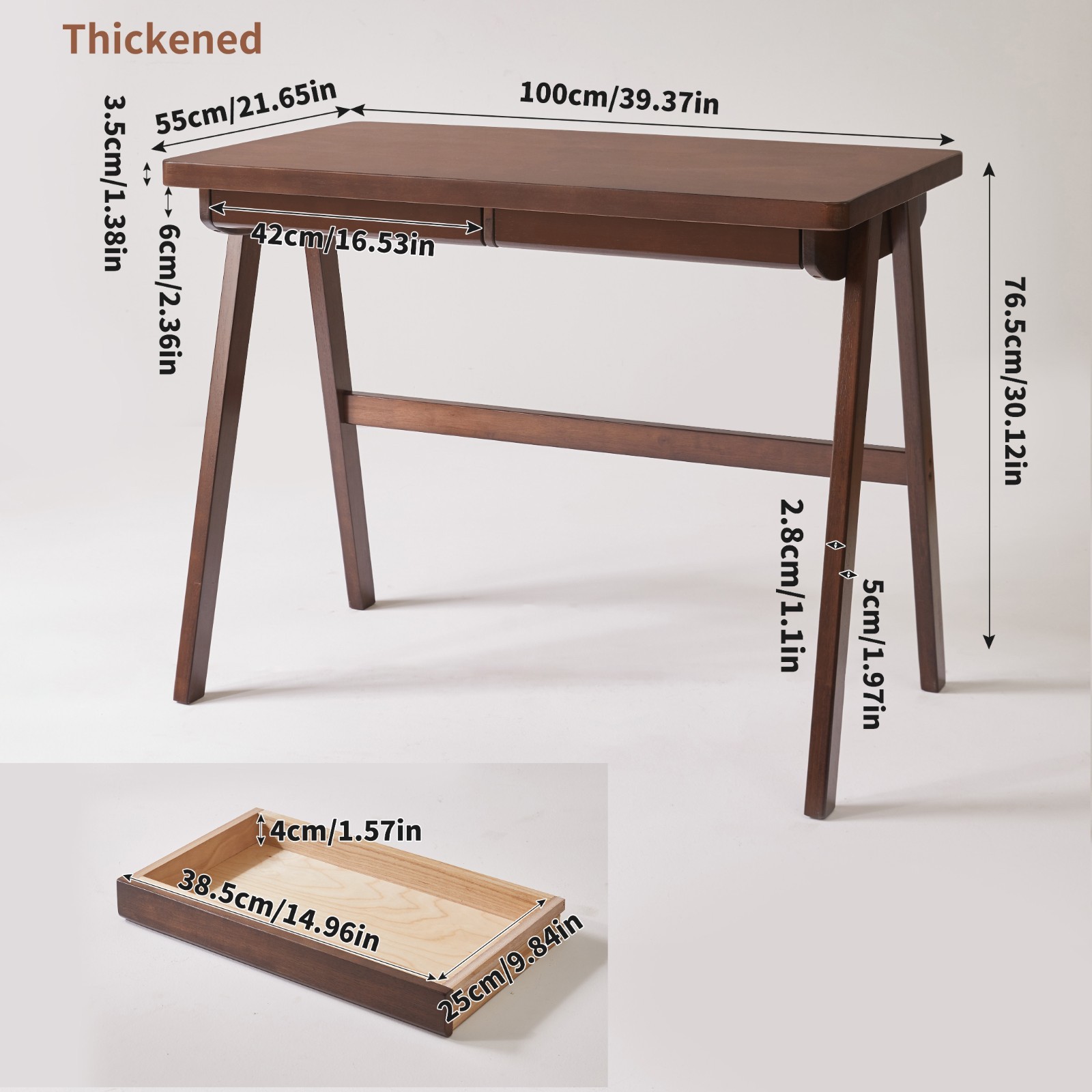 Retro Computer Desk Gaming Writing Study Table With Storage Drawers No Chair