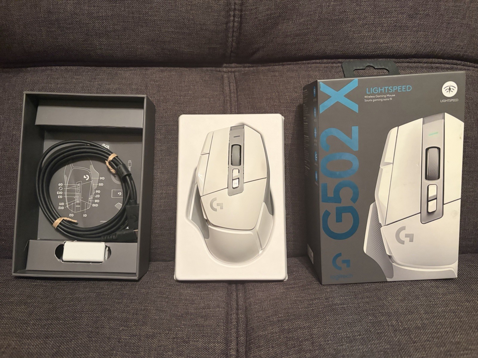 Logitech  G502 X LIGHTSPEED Wireless White Gaming Mouse Box + Accessories No USB