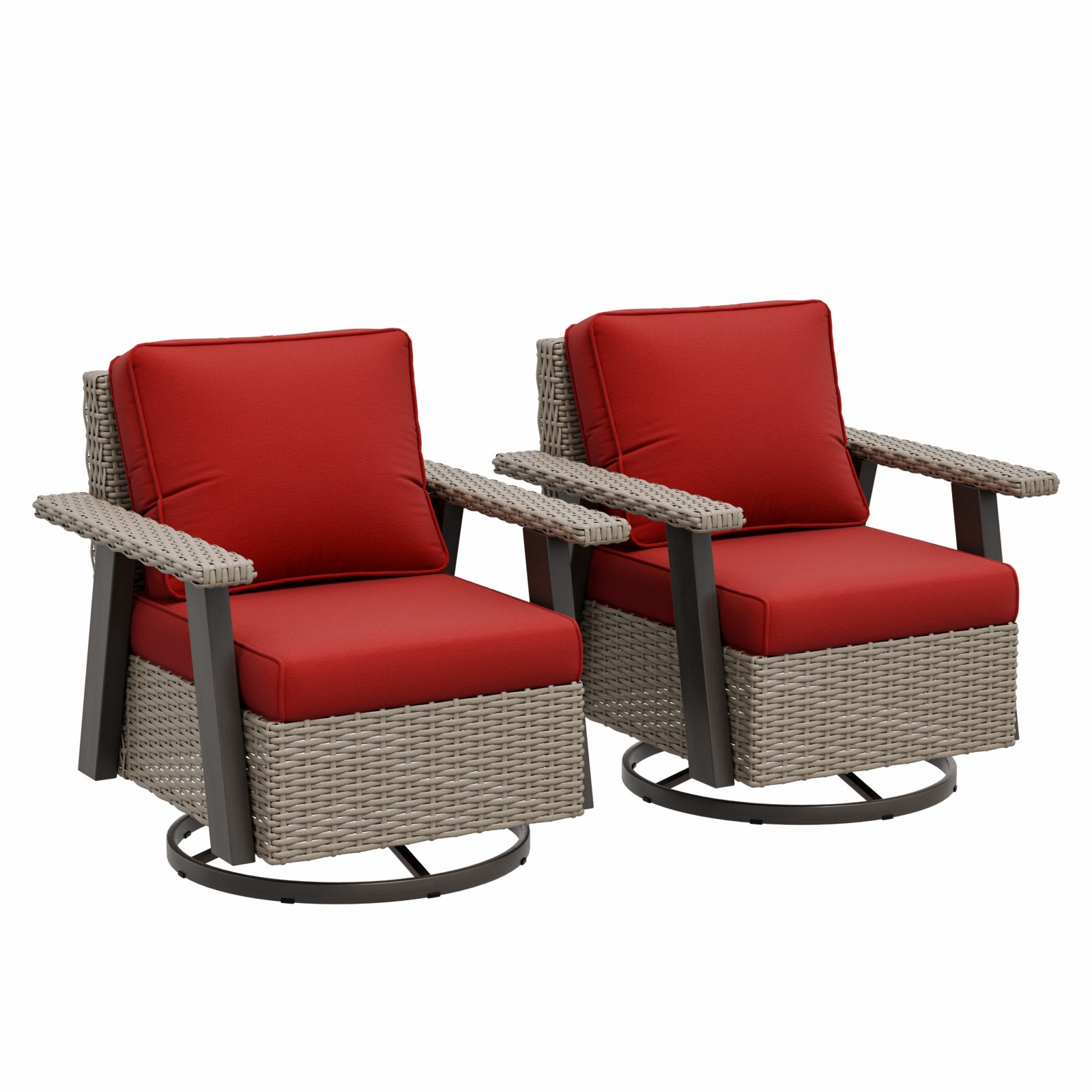 EAGLE PEAK 2PCS Classic Wicker Swivel Glider Chair Outdoor Patio Lounge Chair
