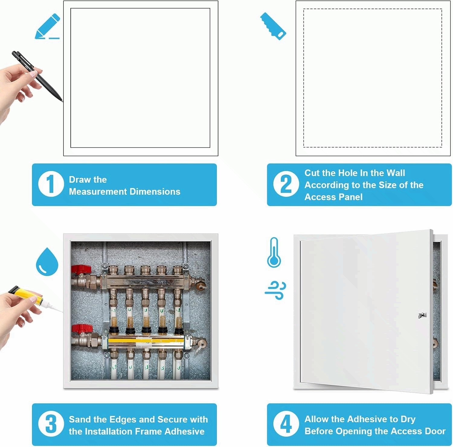 Access Panel for Drywall, 22 x 22 inch with Lock and Key, for Ceiling, White
