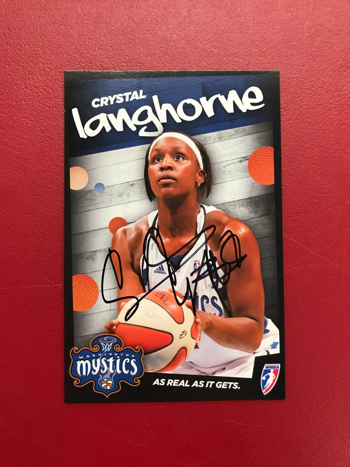WNBA Washington Mystics Crystal Langhorne As Real as it Gets Signed Jumbo Card