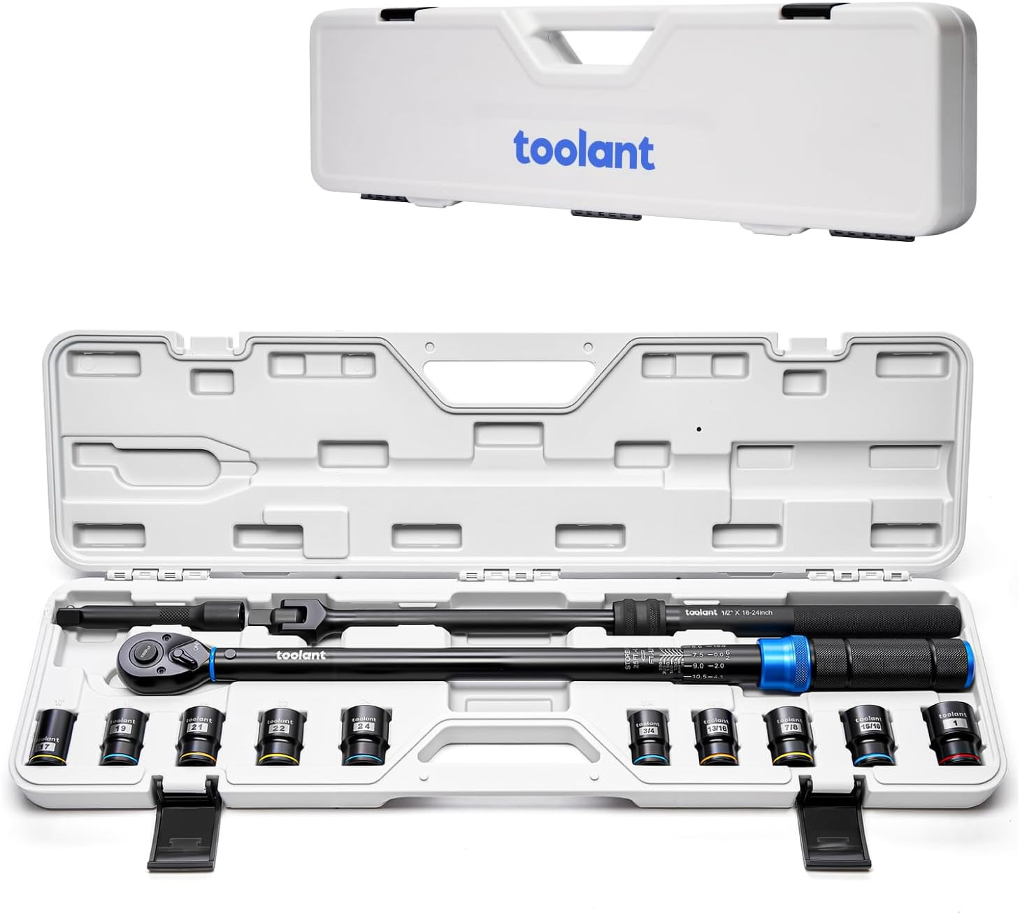 13PCS 1/2 Inch Click Torque Wrench Set, Gift for Men, 25-250 FT.-LB/33.9-339.0 N