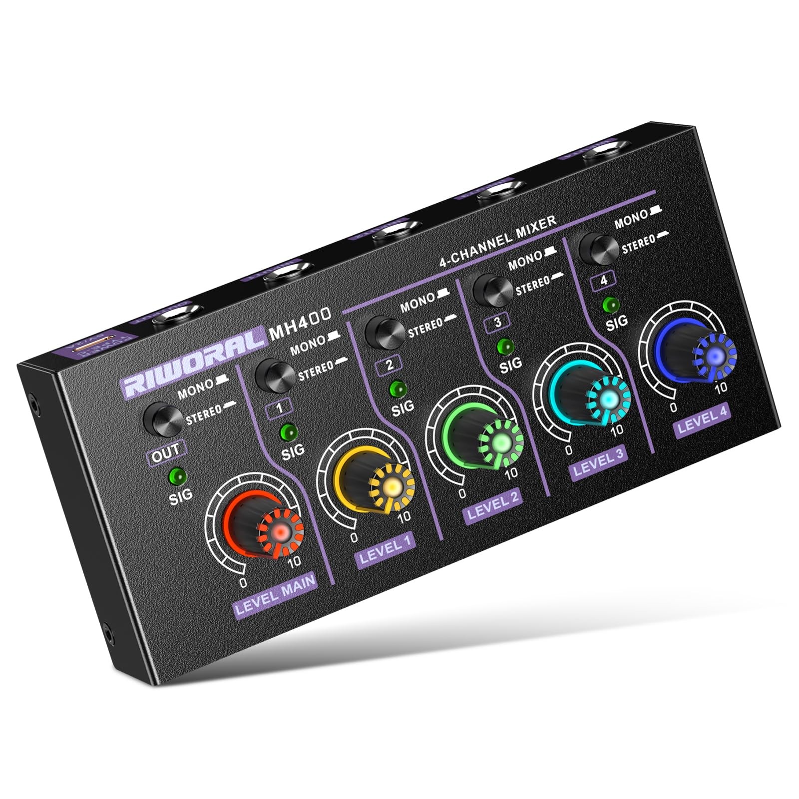 Mini Audio Stereo Mixer 4 Channel 1/4 Inch TSR/TS Input Jack For Line...