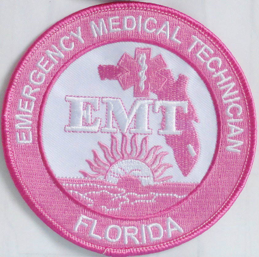 Florida EMT Patch W/ Hook/Loop - PINK Breast Cancer Awareness - 4" - FREE SHIP