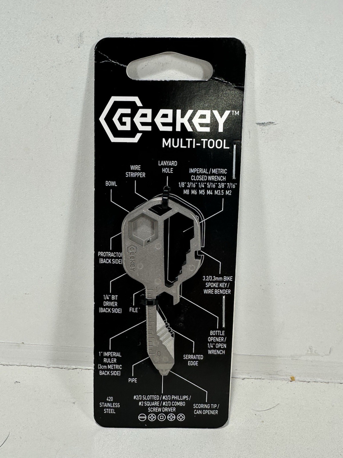 Geekey Multi-tool, THE Original Stainless Steel Key shaped  EDC Tool