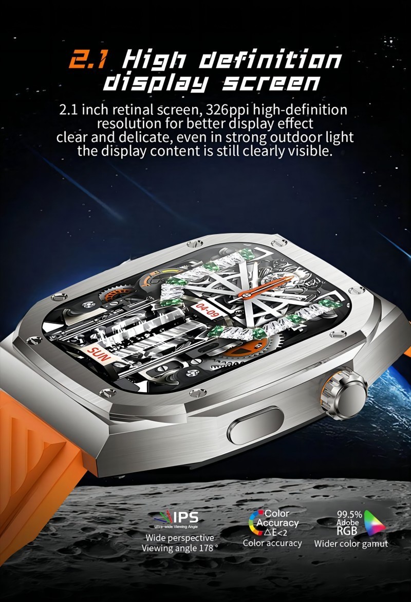 Smart Watch Waterproof Bluetooth Call Fitness Tracker Compass With 2 Straps