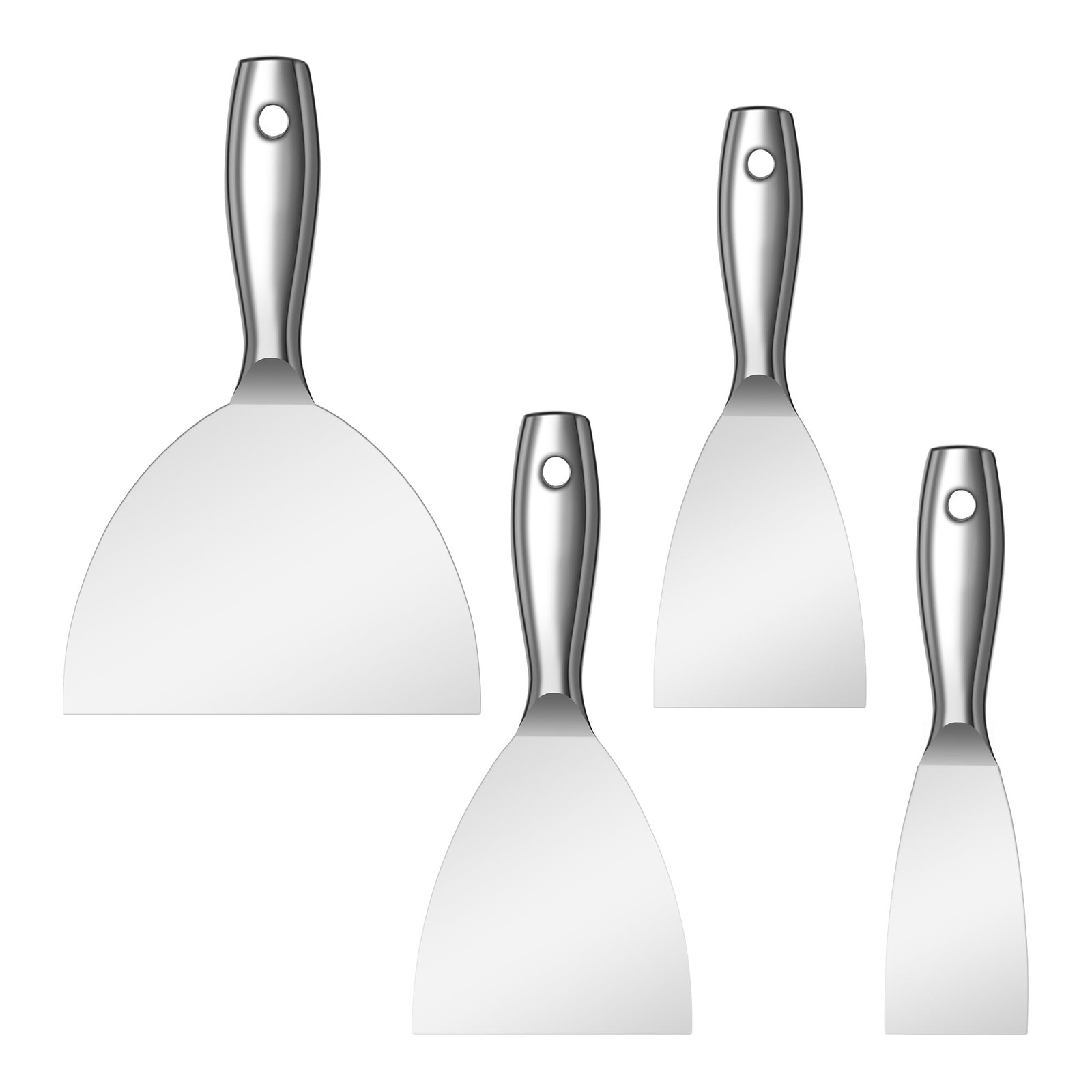 Putty Knife Set, 2/3/4/6in All-Stainless Steel Scraper Tools, 4PCS