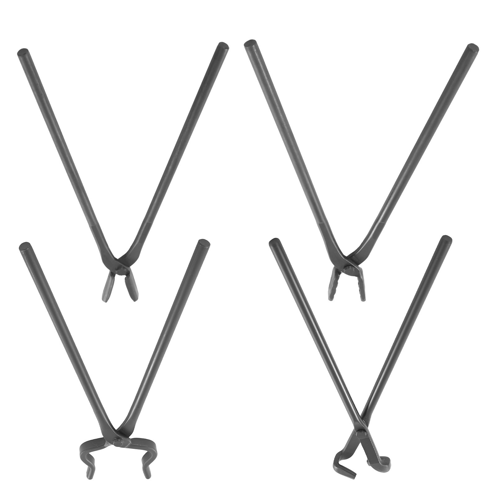 Blacksmith Carbon Steel Tongs 4pcs Flat V Bit Blade Wolf Jaw Forging Tool Set