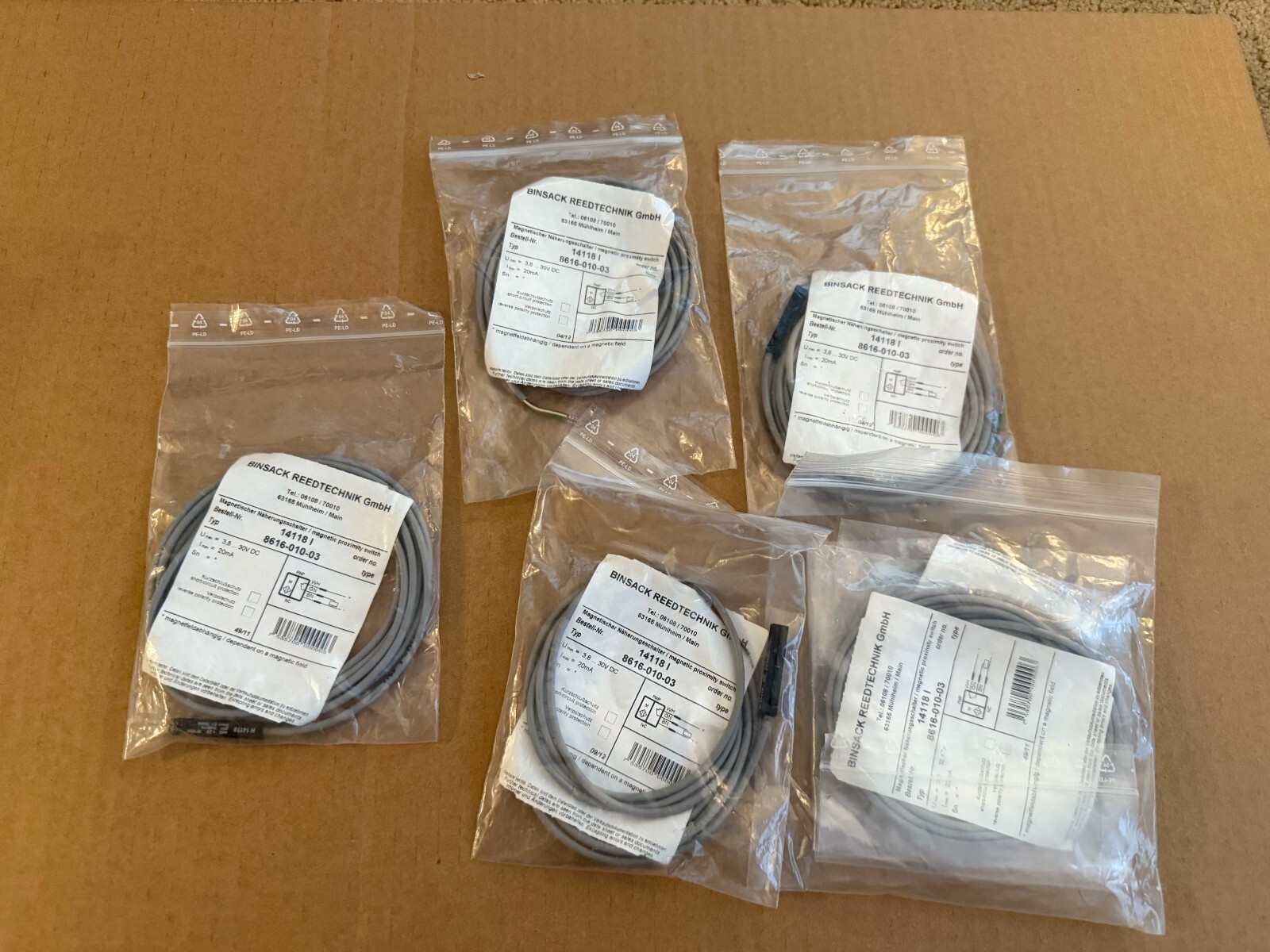 Lot of 5 Binsack Reedtechnik 8616-010-03 Proximity Sensor Switch 14118 I