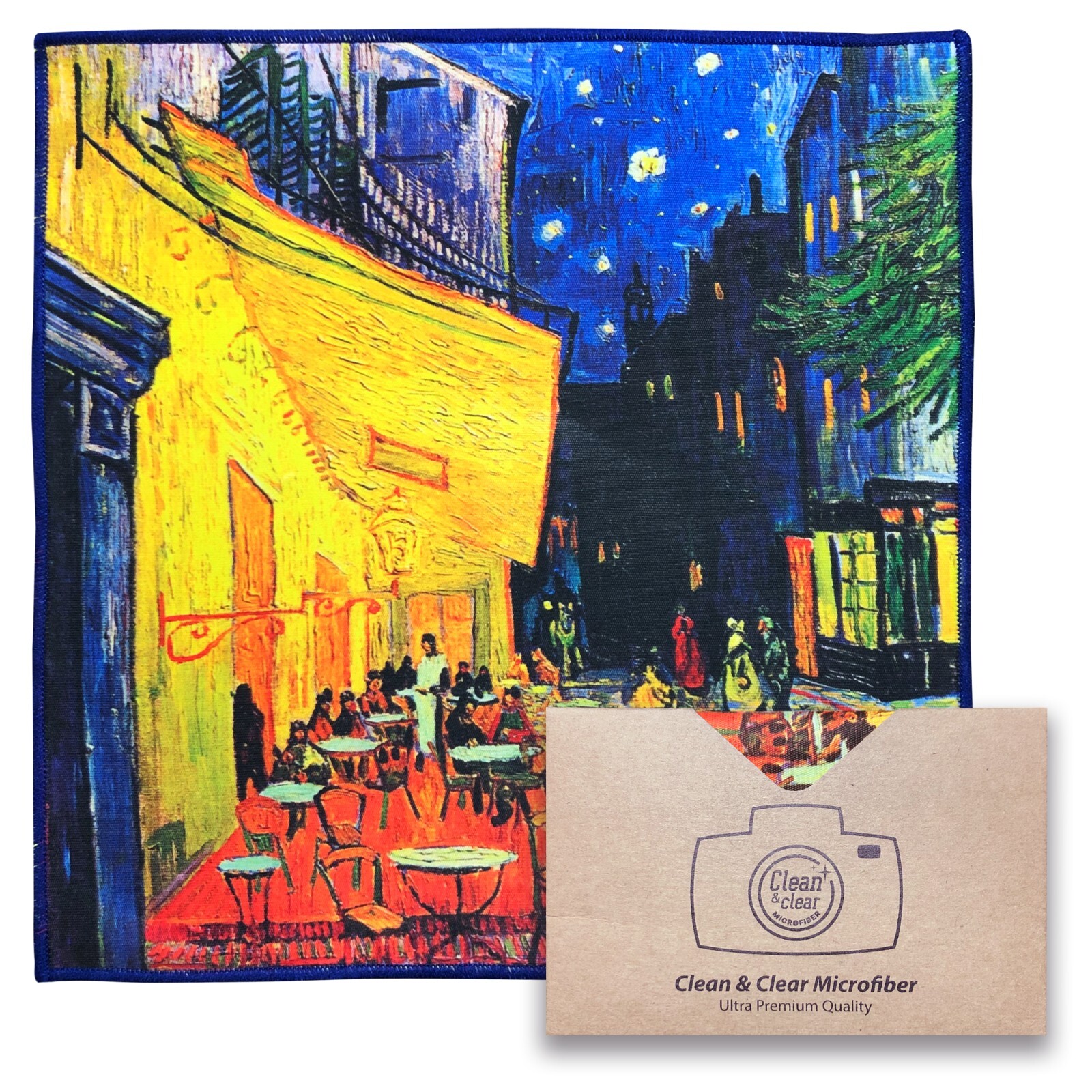 LARGE[4 Pack]("Café Terrace at Night") - ULTRA PREMIUM QUALITY Microfiber Cloths