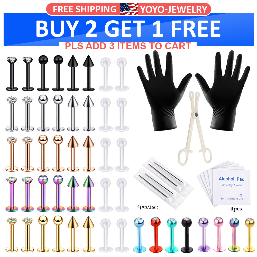Body Piercing Tool Kit 8-27Pcs Tragus Nose Eyebrow Piercing Needle Clamp Set