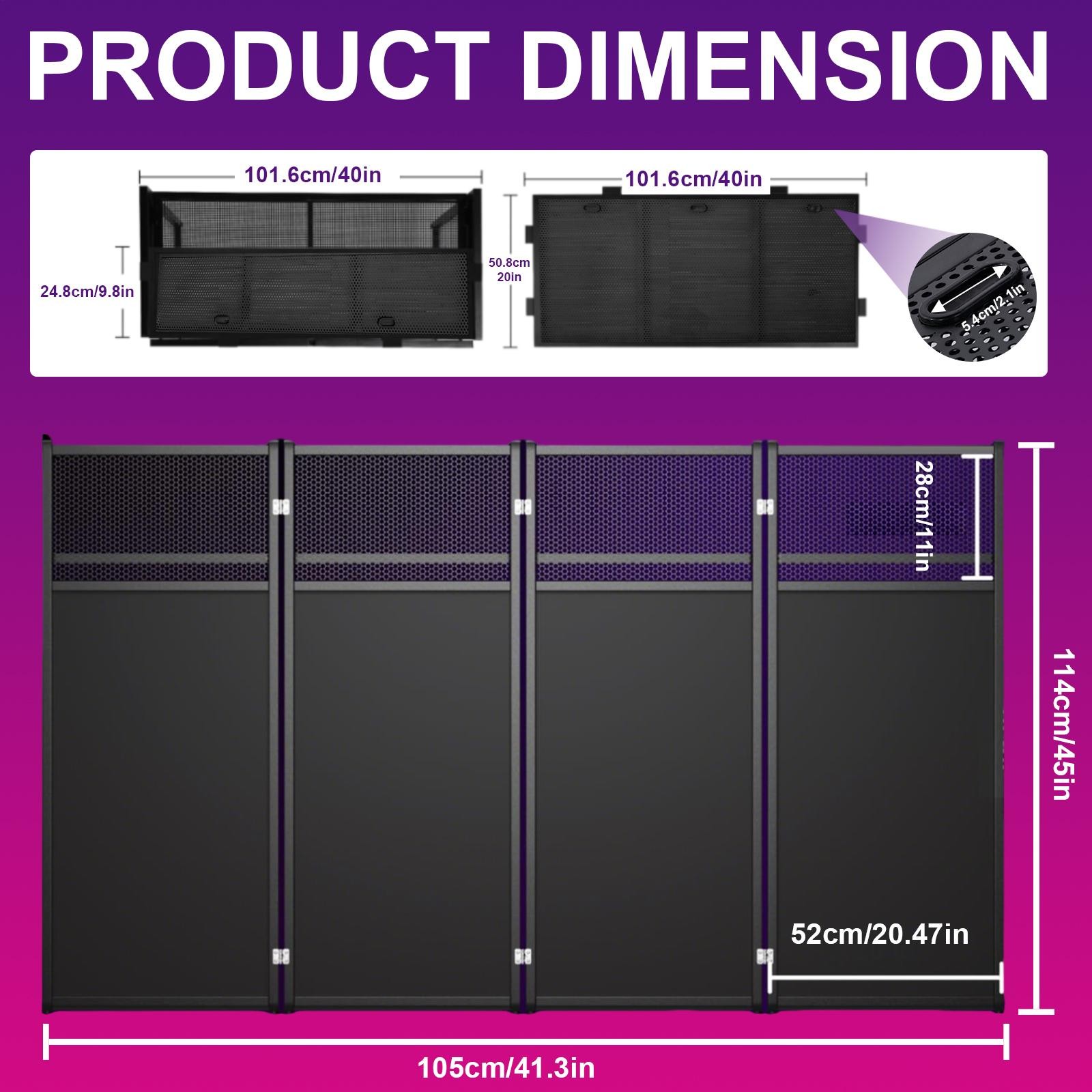 Portable DJ Booth Table,Foldable DJ Table Stand with White & Black Scrim,