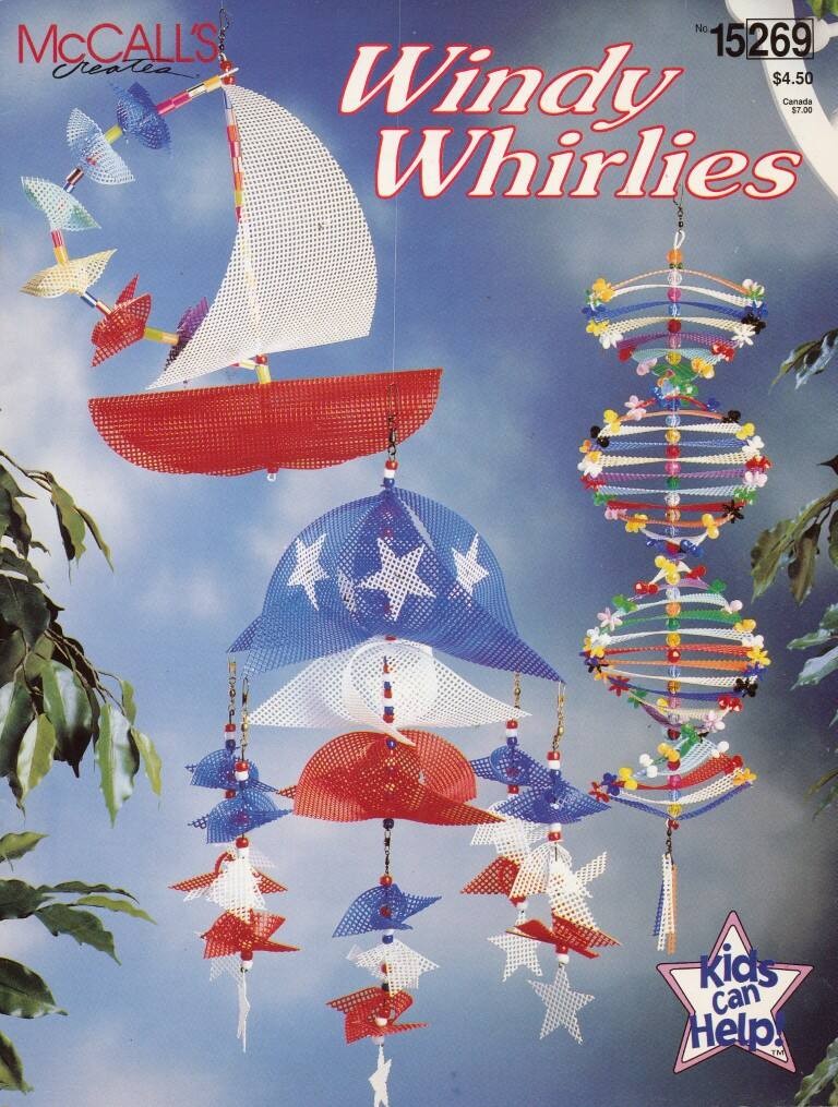 McCALLS PLASTIC CANVAS WINDY WHIRLIES 6 DESIGNS PATTERNS UNCUT OOP 1996