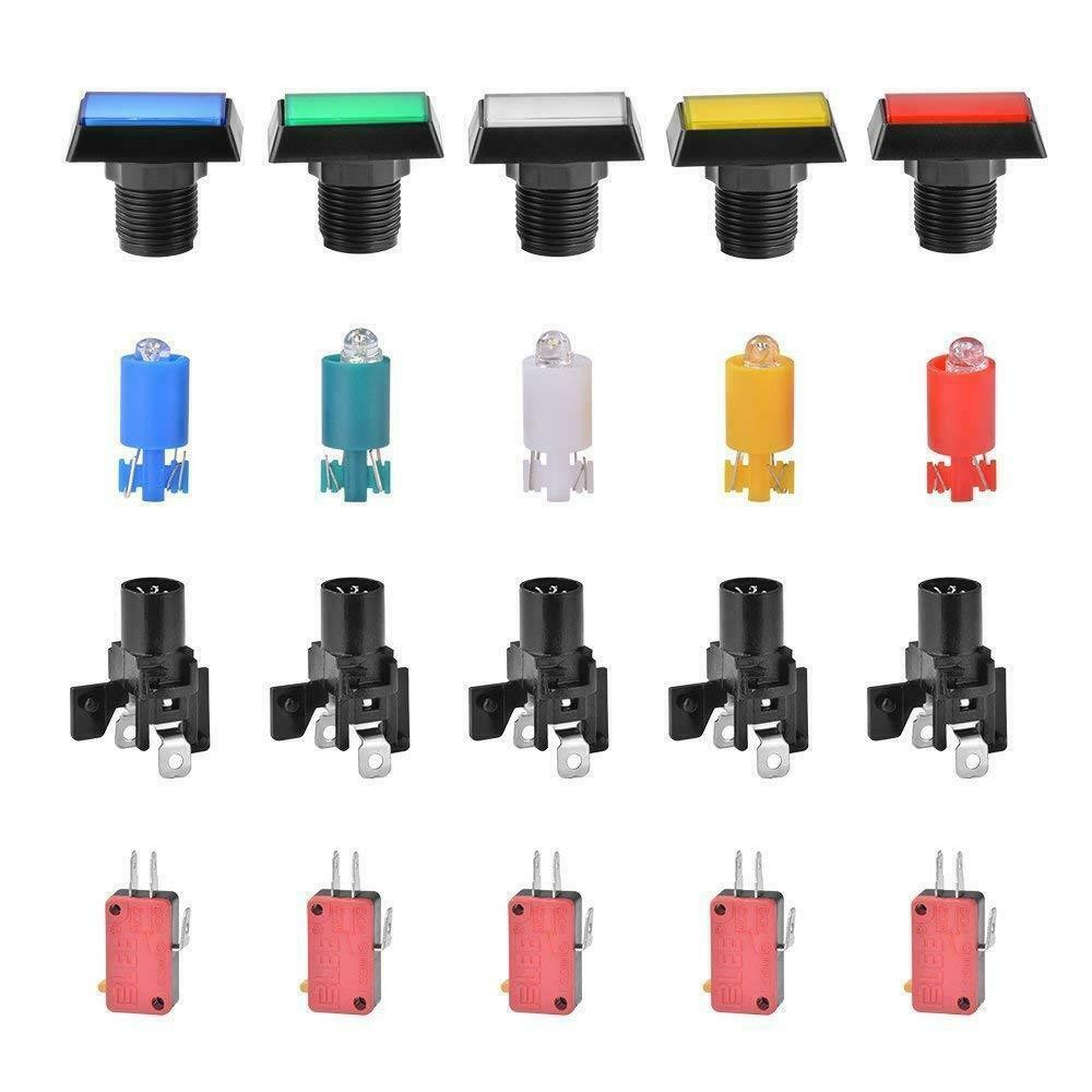 30*50mm Arcade Square Rectangle Buttons LED Push Illumilated W/ Microswitch y