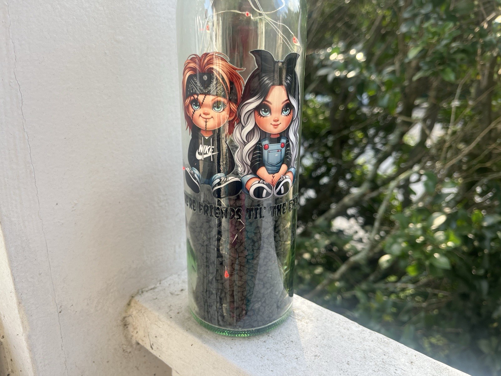Lighted Wine Bottle Decor Chucky and Tiffany Halloween 2025