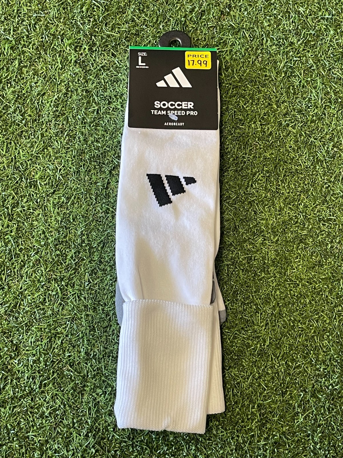Adidas- Socks Team Speed Pro Large White/Grey/Black