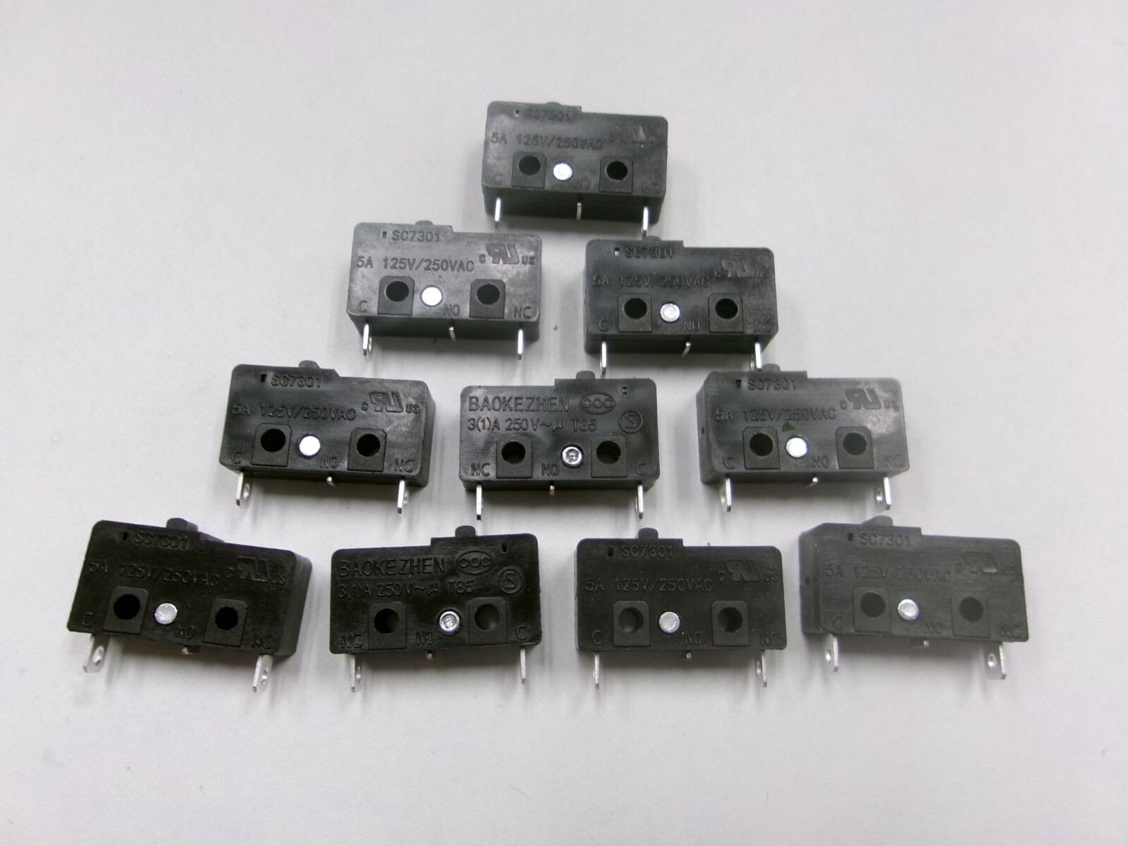 10 BAOKEZHEN SC7301 2 PIN NORMALLY CLOSE MICROSWITCHES 5A 120V/250VAC CALLIE-66