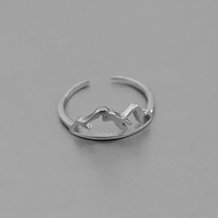 Sterling Silver Mountain Toe Ring, Silver Rings, Rock Ring, Hiking Ring