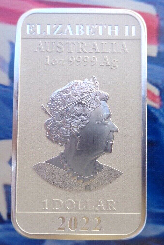2022 Australia DRAGON rectangular coin bar .9999 ultra fine silver Perth Mint