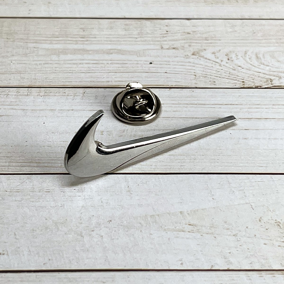 Nike Swoosh Silver Enamel Pin Brand New