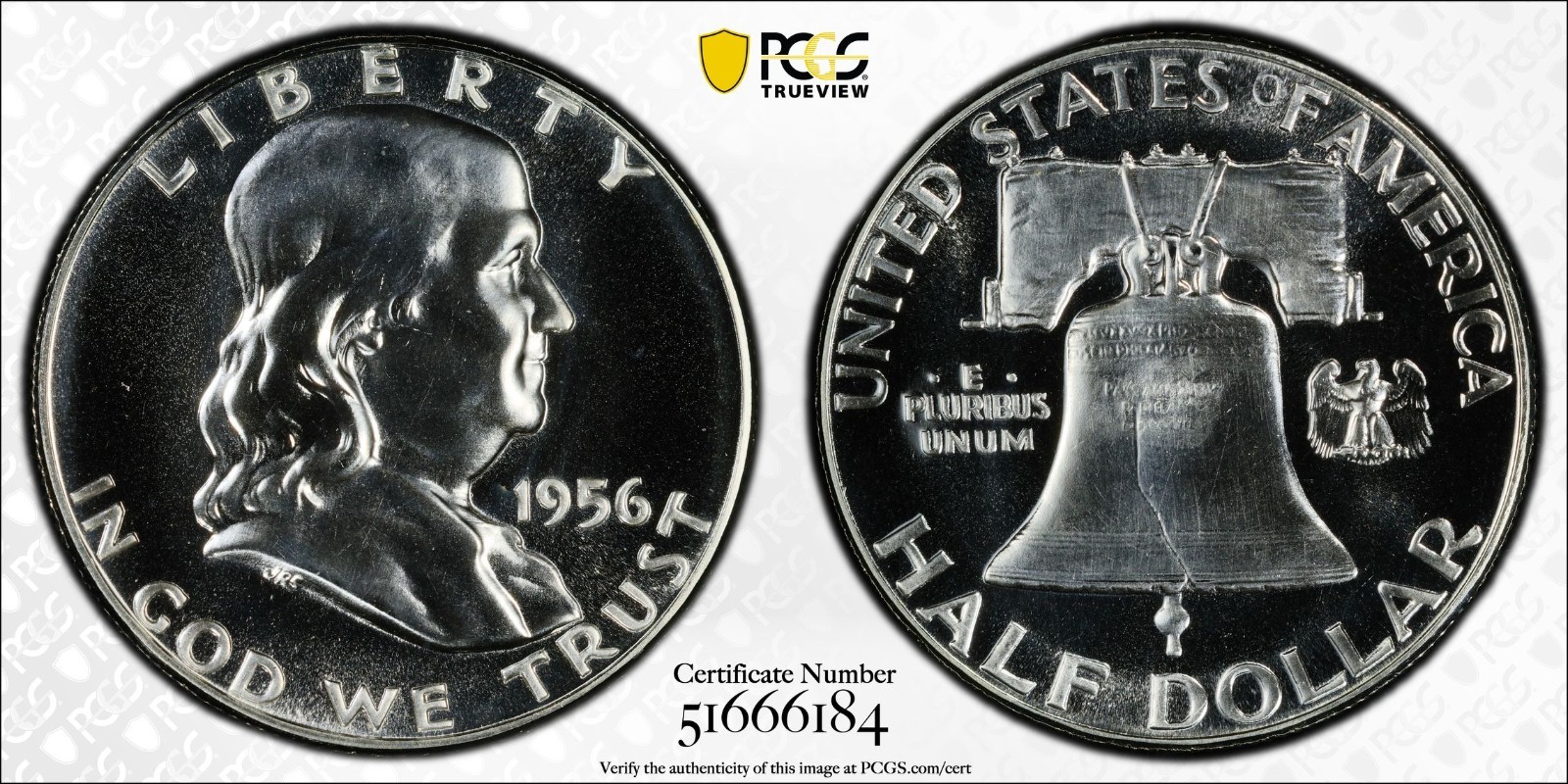 1956 Proof Franklin Silver Half Dollar - PCGS PR 68 - Type 1 - Gold Shield