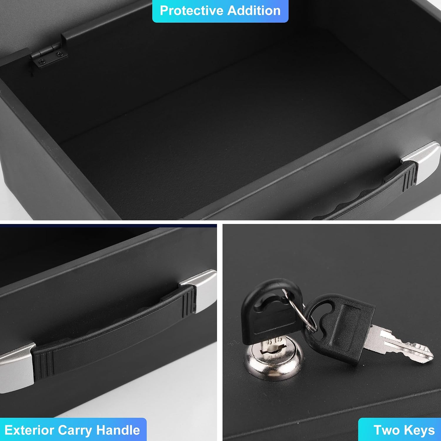 Fireproof Document Box with Key Lock, Portable Metal Safe Box with Carrying H...