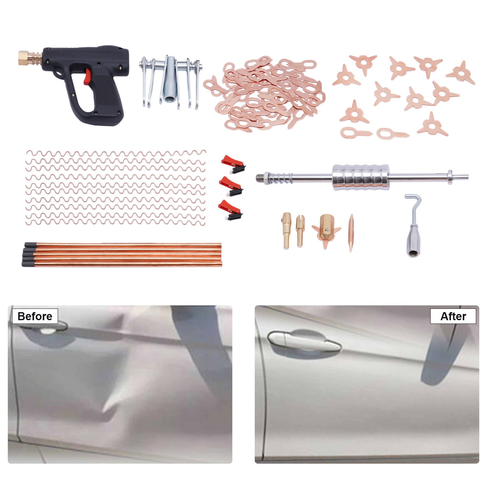 86PCS Dent Puller Kit Car Repair Tools Hand Body Spot Welder Gun Welding Machine