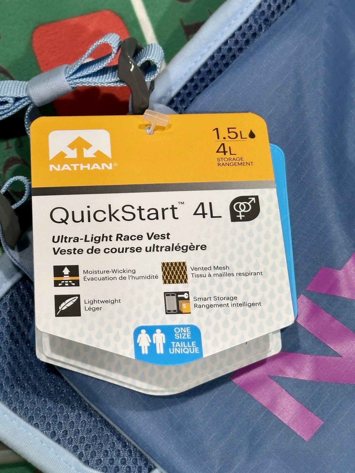 Nathan QuickStart 4L Lightweight Running Hydration Pack 1.5L Blue One Size