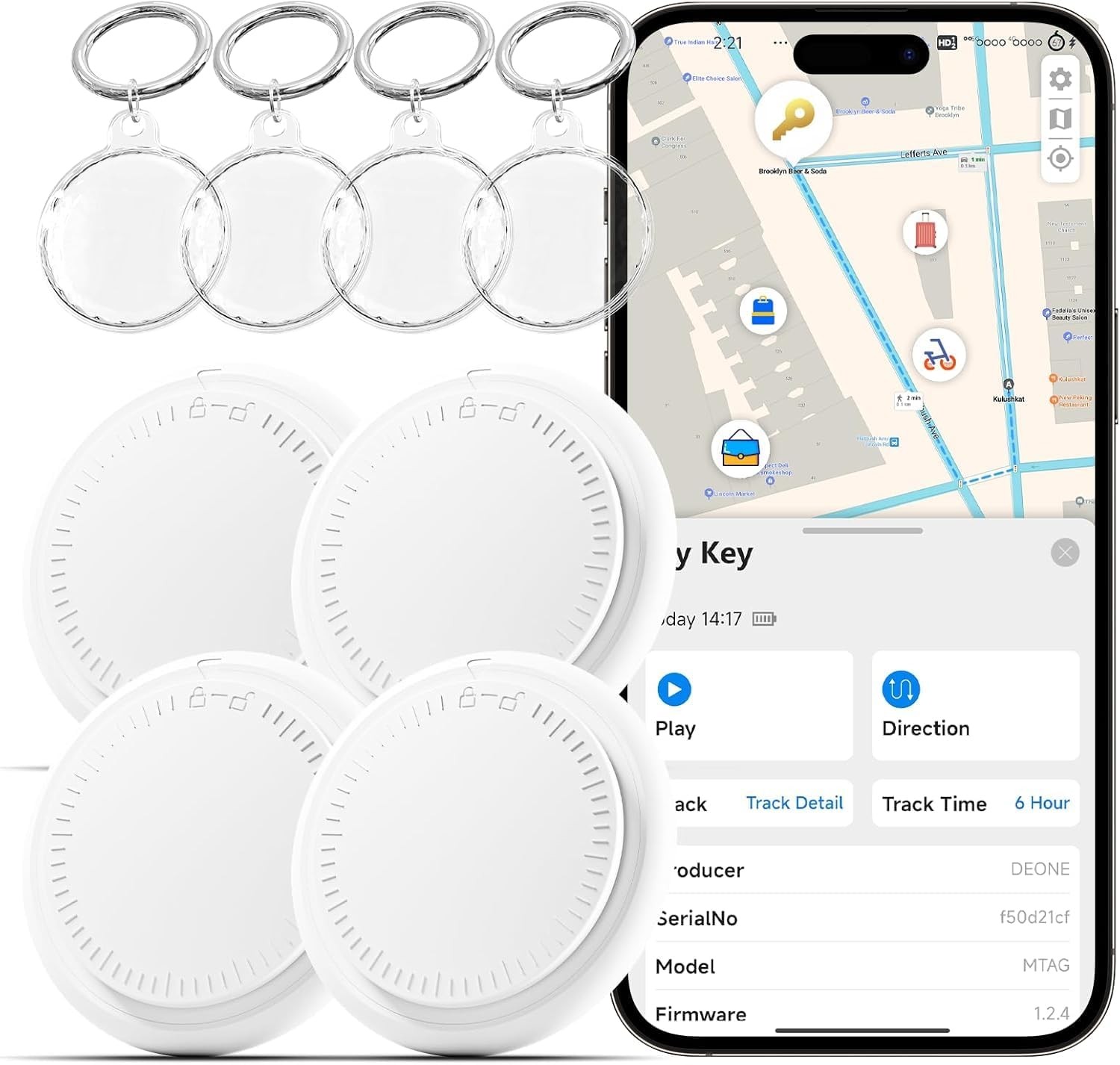 4 Packs Tracker Tags Smart Bluetooth Tracker Both iOS and Android Android GPS...