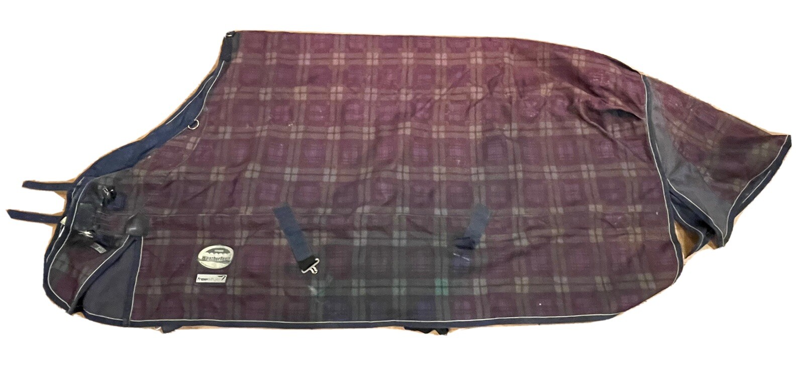 WeatherBeeta Freestyle HORSE Blanket Medium 75" Burgundy Tan Lightly Damaged