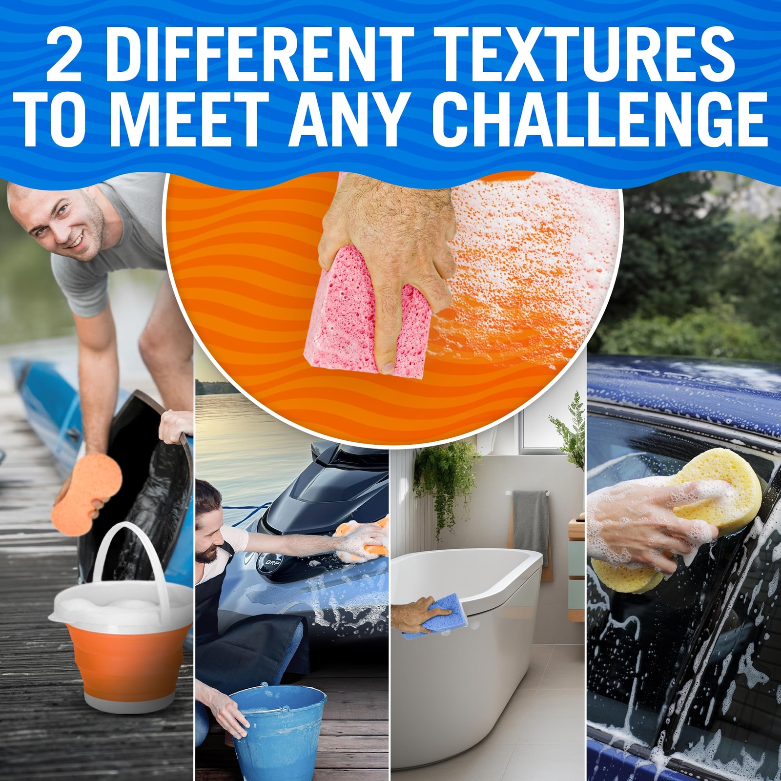 Extra Large Bail Sponge and Bone Sponge Set 6 Soft Car Sponges