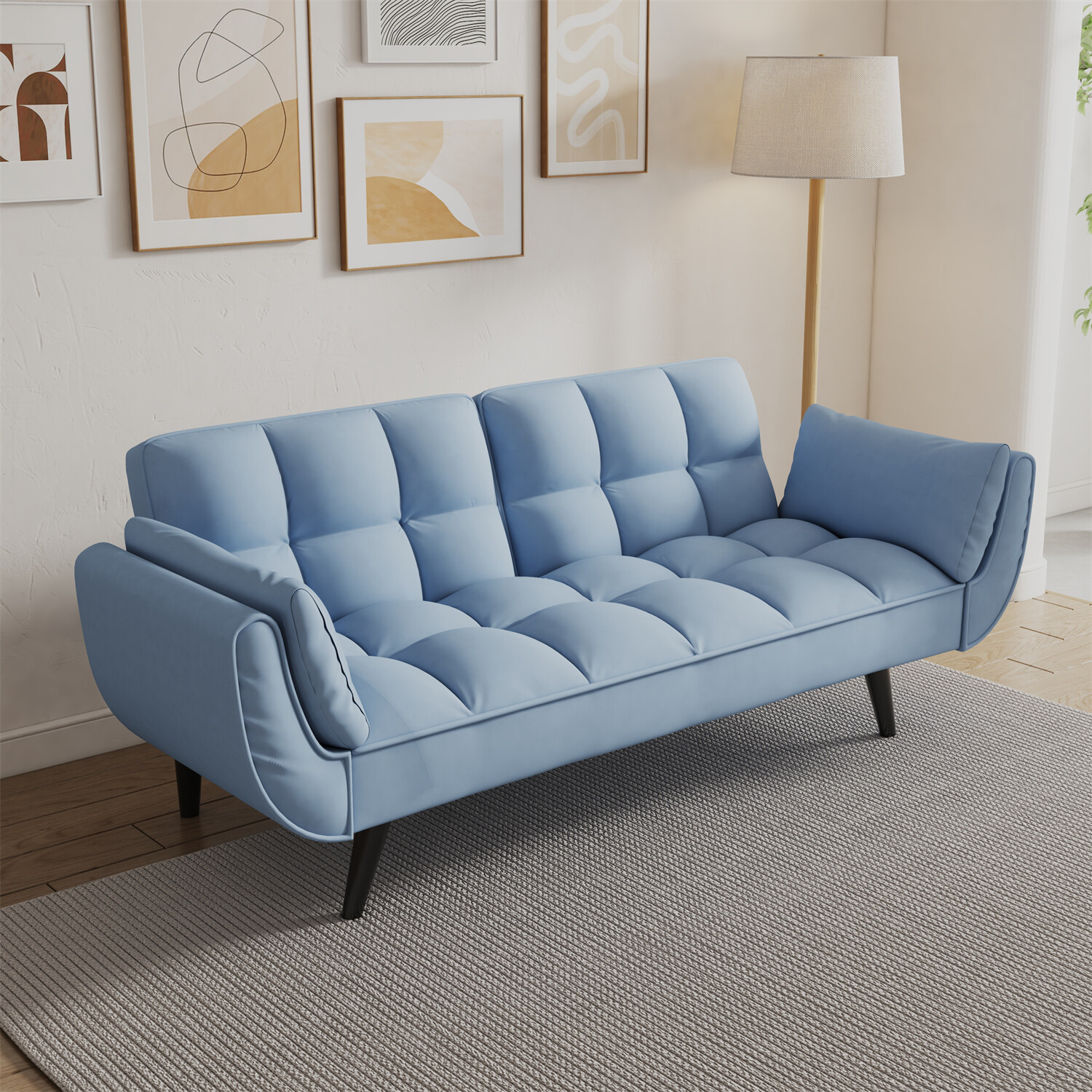 57'' Convertible Sleeper Sofa Bed Velvet Loveseat Sofa 2-Seater Sofa Couch
