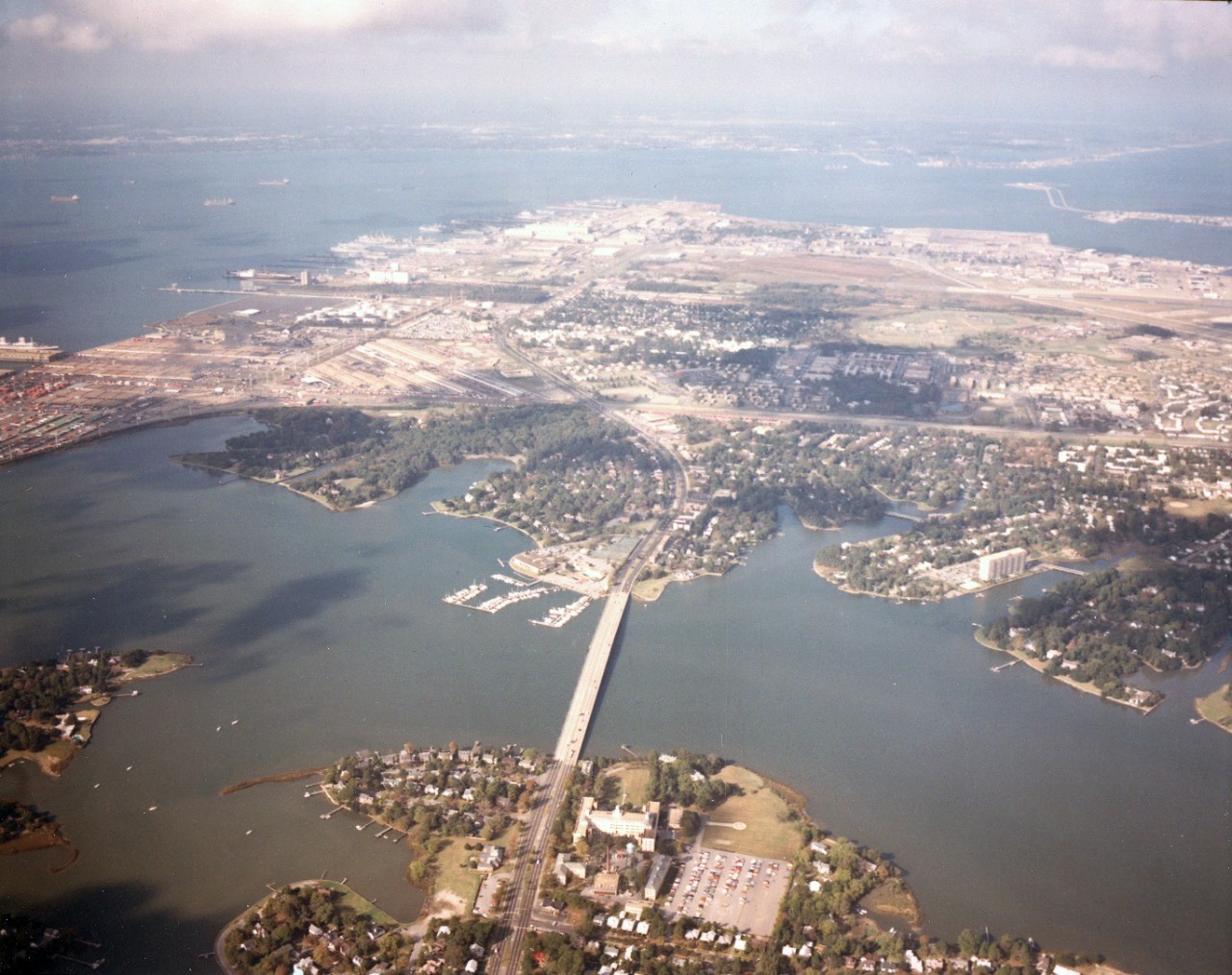 Aerial view of base Naval Air Station Norfolk NAS 1984 Photo Print