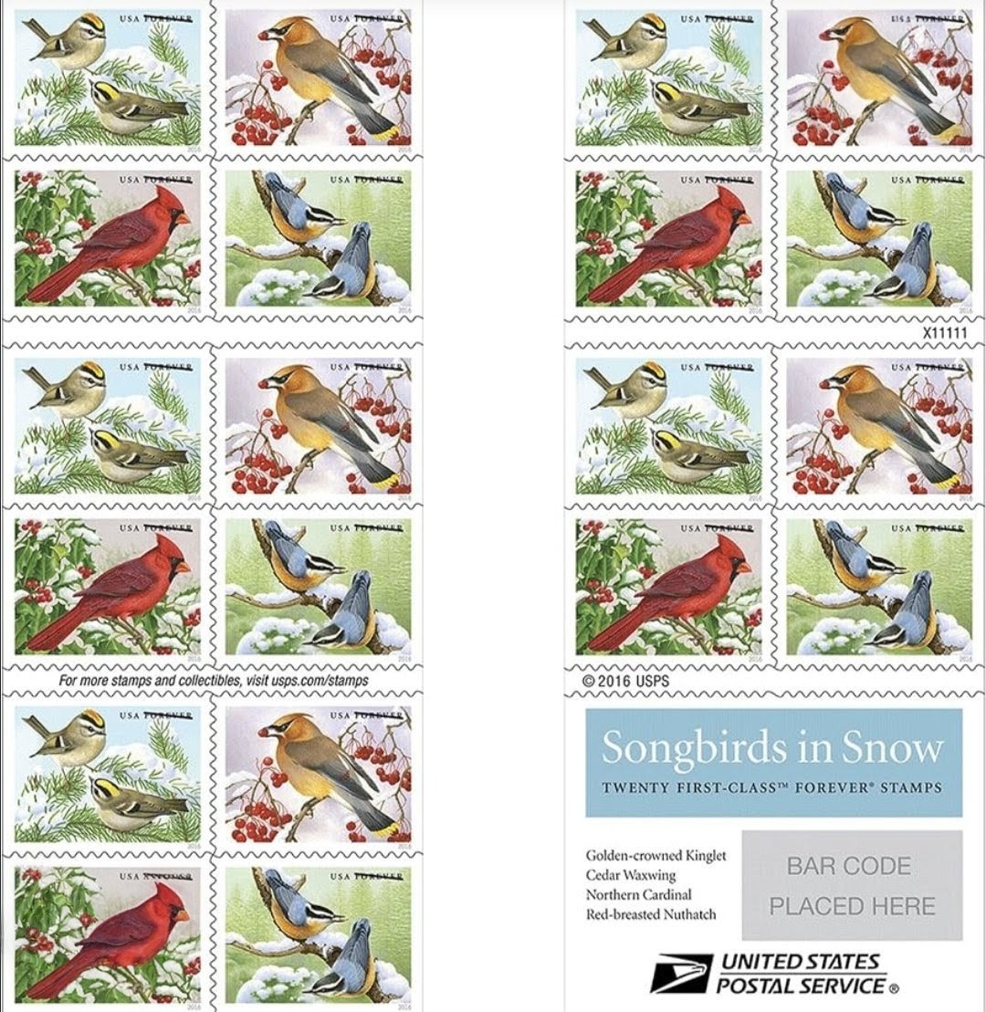 2016 Songbirds Forever USA Stamp Booklet, birds, Multicolor