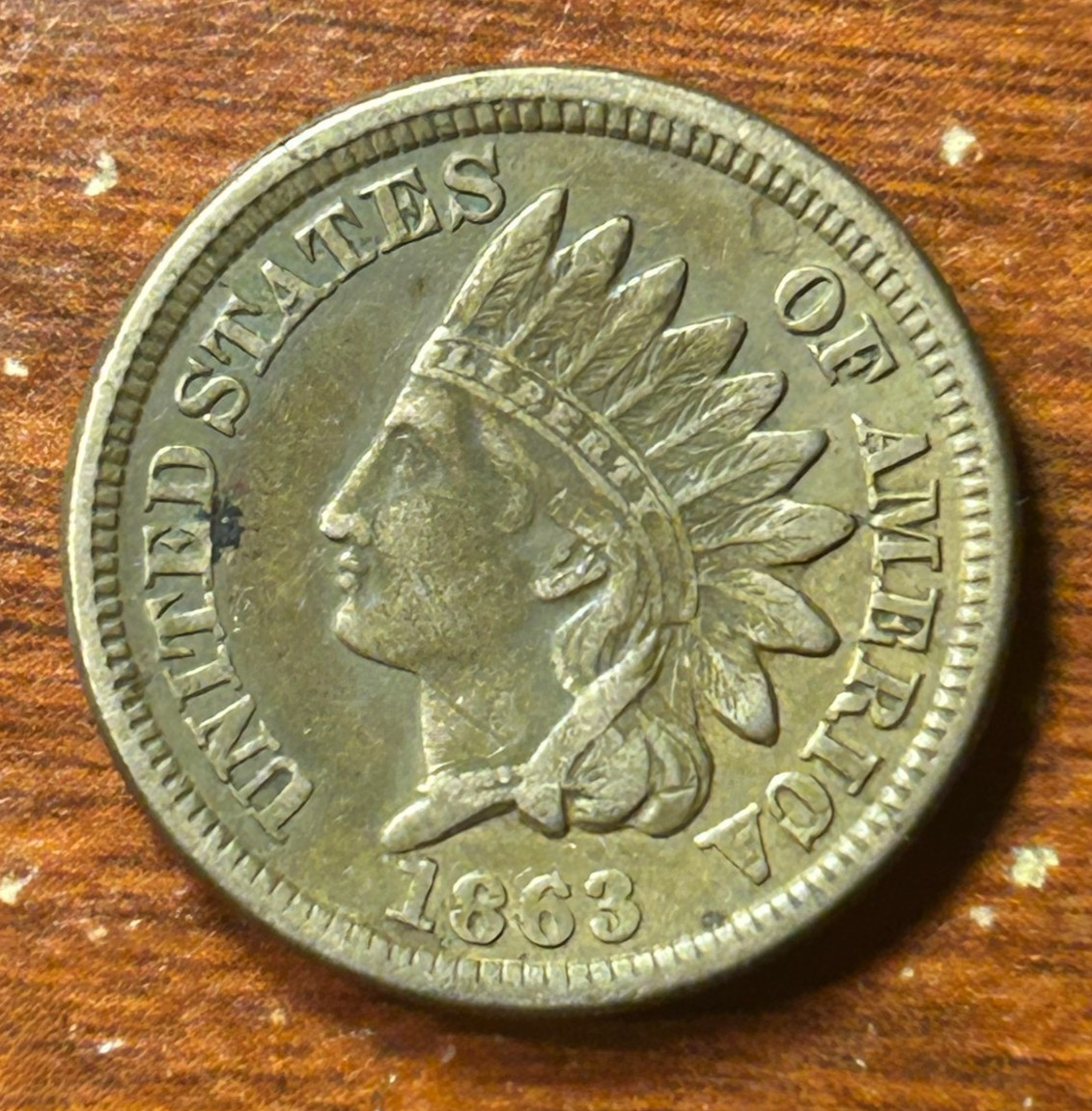 1863 Copper Nickel Indian Head Cent - Nice Condition!