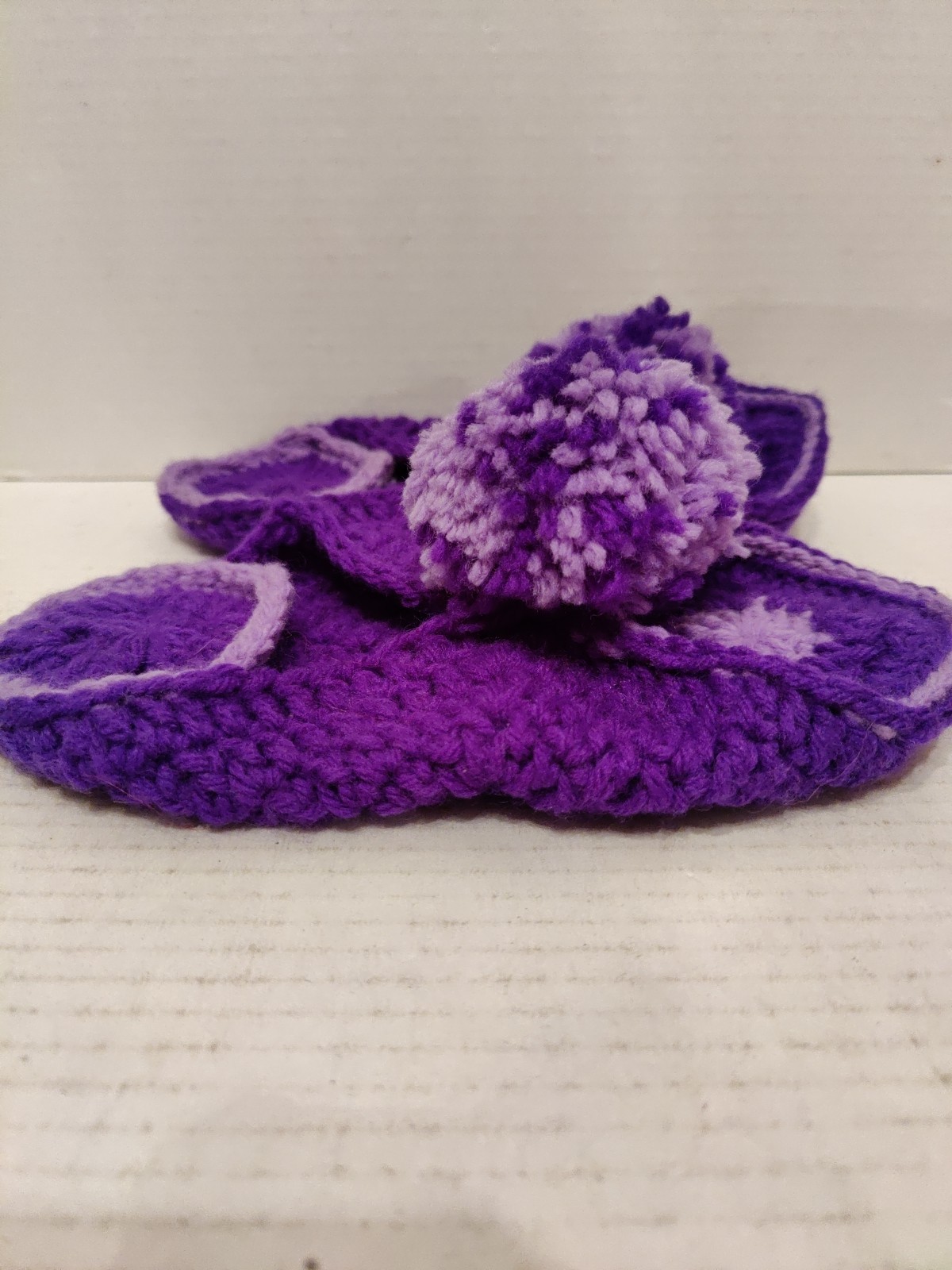 Purple Yarn Knitted Slippers