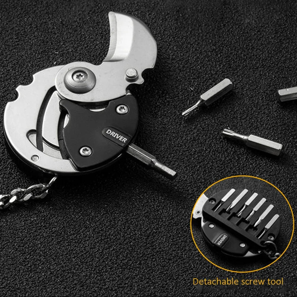 Multifunctional EDC Keychain Screwdriver Hex Coin Folding Pocket Tool