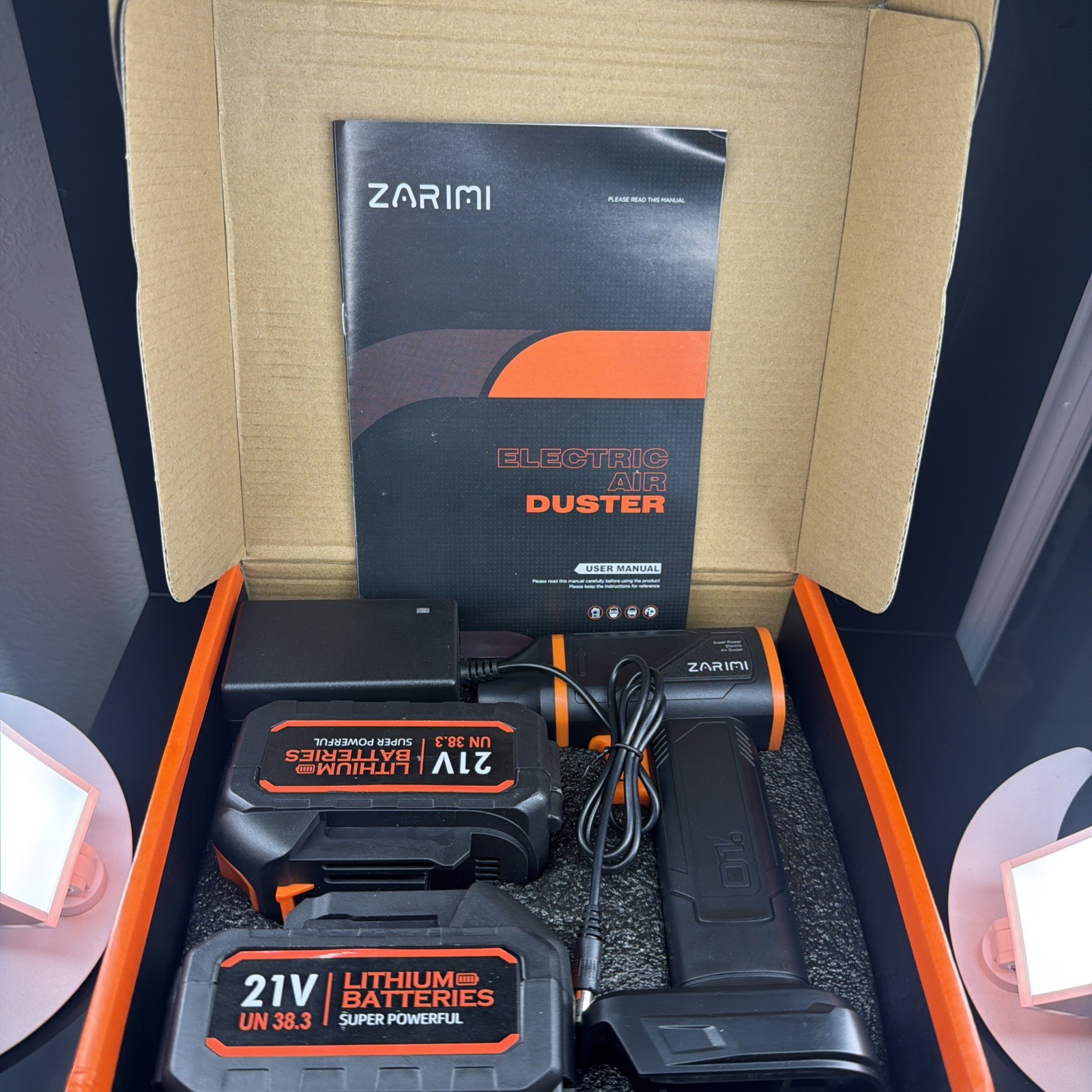 Strong Electric Air Duster Zarimi 2 Batteries, Powerful! Open Box, MSRP $89