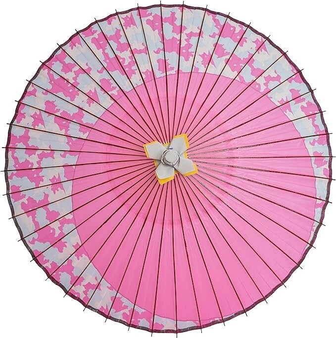 YAMAMOTO made Traditional Japanese Umbrella Janome Rain Pink Paper & Bamboo New