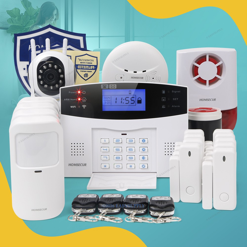 HOMSECUR Wireless &wired WIFI 4G Home House Alarm System with 4 Pet-Immune PIR