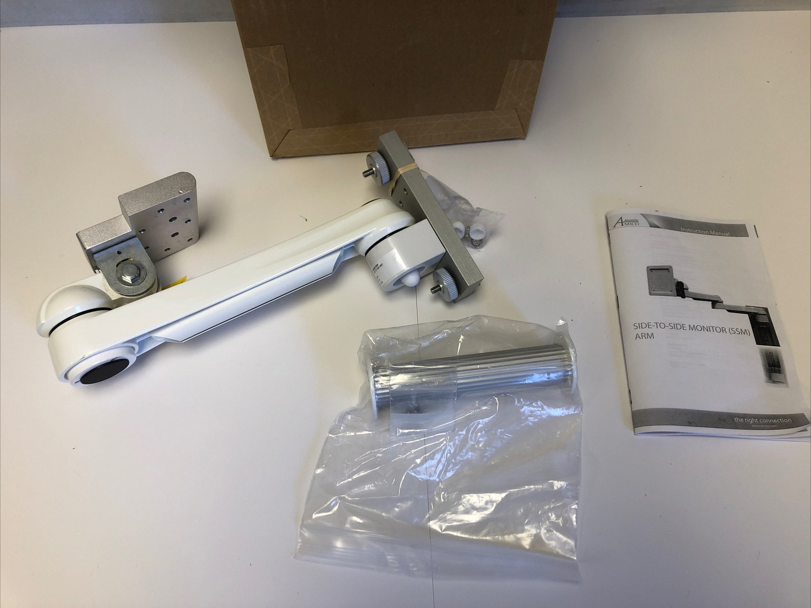 Amico Monitor Arm White SSM-053-V Side To Side Monitor Arm Heavy Duty New