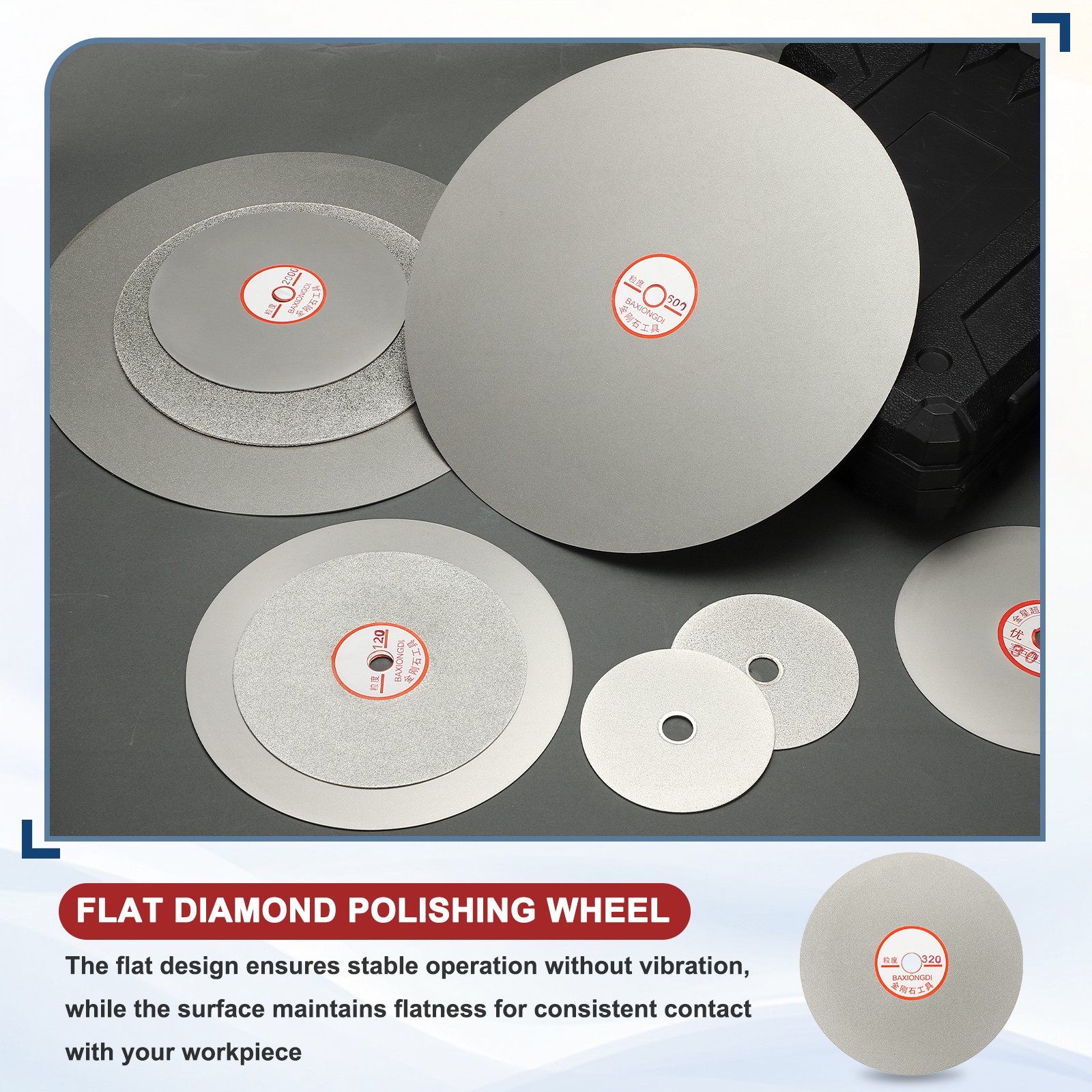 6 Inch x 1/2" Arbor Diamond Flat Lap Disc, 320 Grit Diamond Grinding Disc
