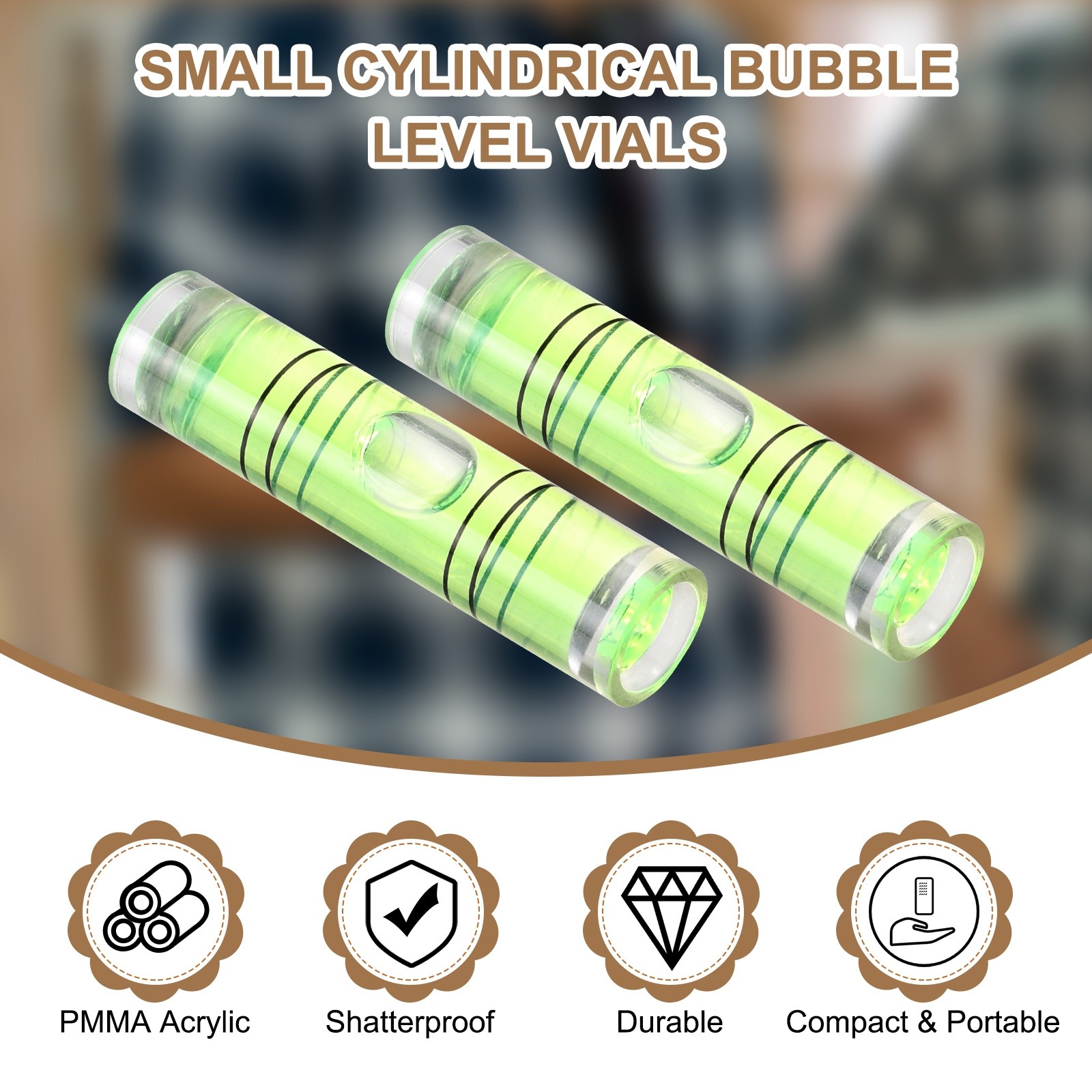 10pcs 22.5x8mm Small Cylindrical Bubble Level Vials Levels Measuring Tools