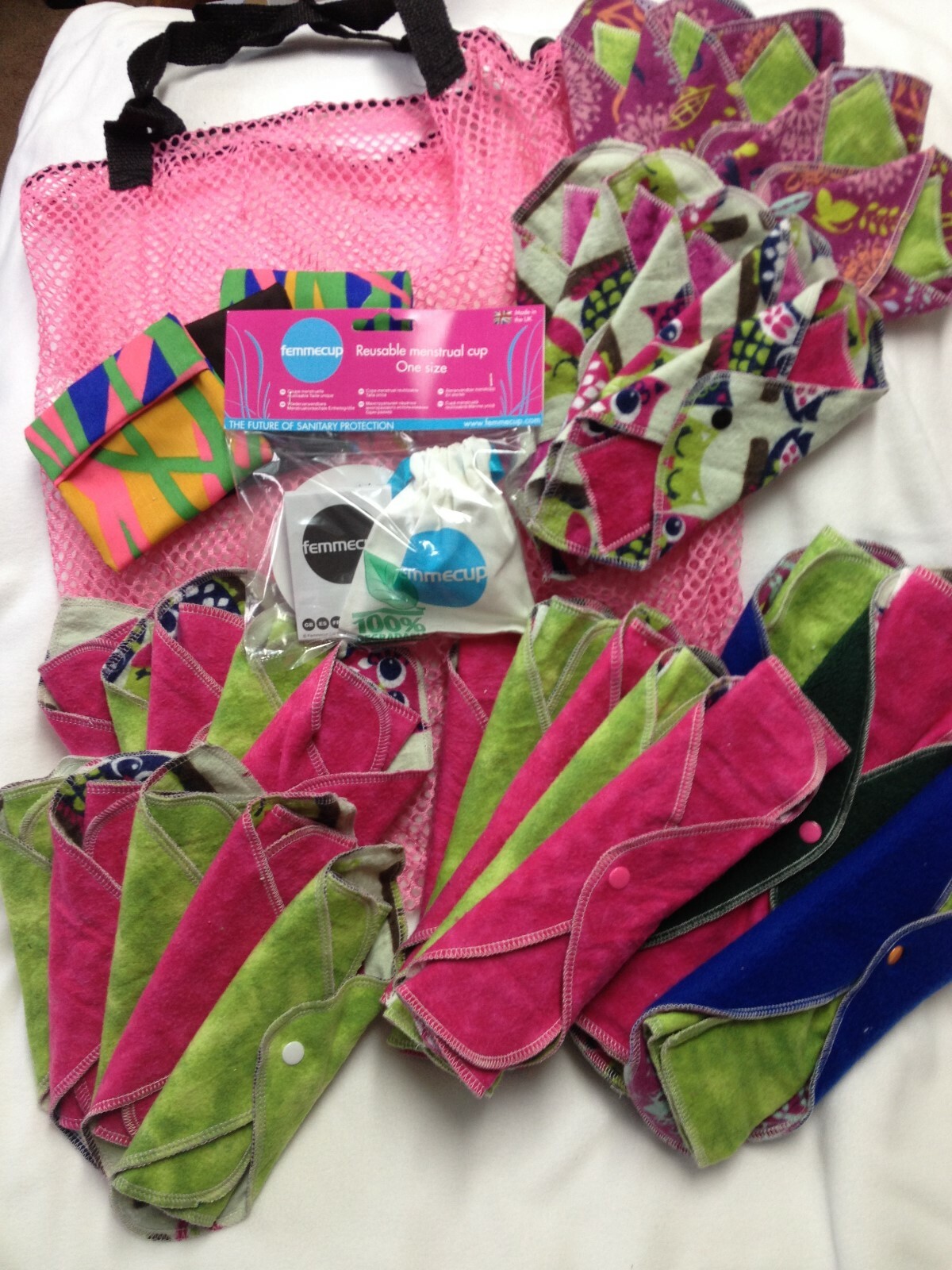 Set of 9 MamaBear LadyWear Quick-Dry cloth menstrual pads: Heavy, Medium & Light