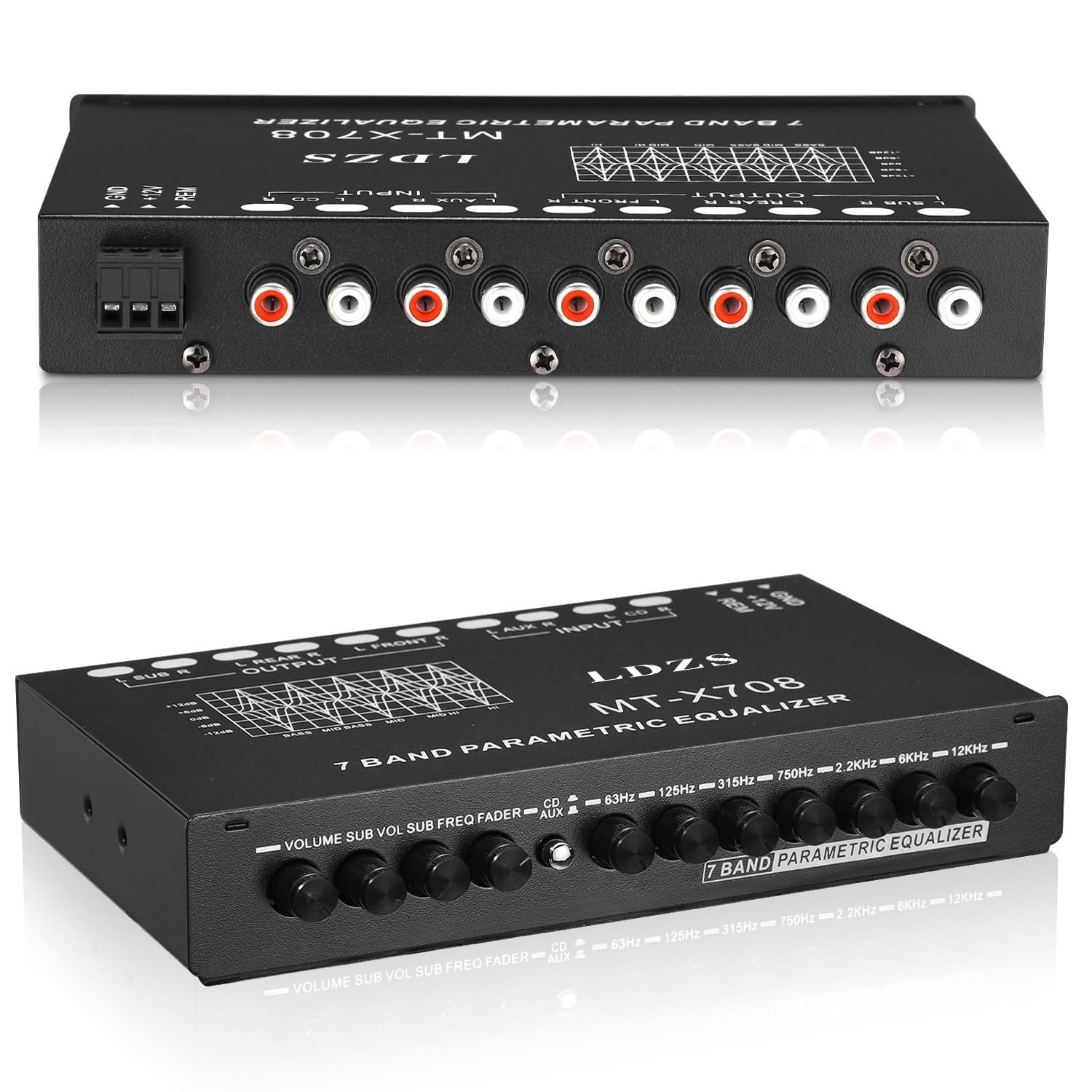 7-Band Car Audio Equalizer, Adjustable 7 Bands EQ Car Amplifier Graphic Equalize