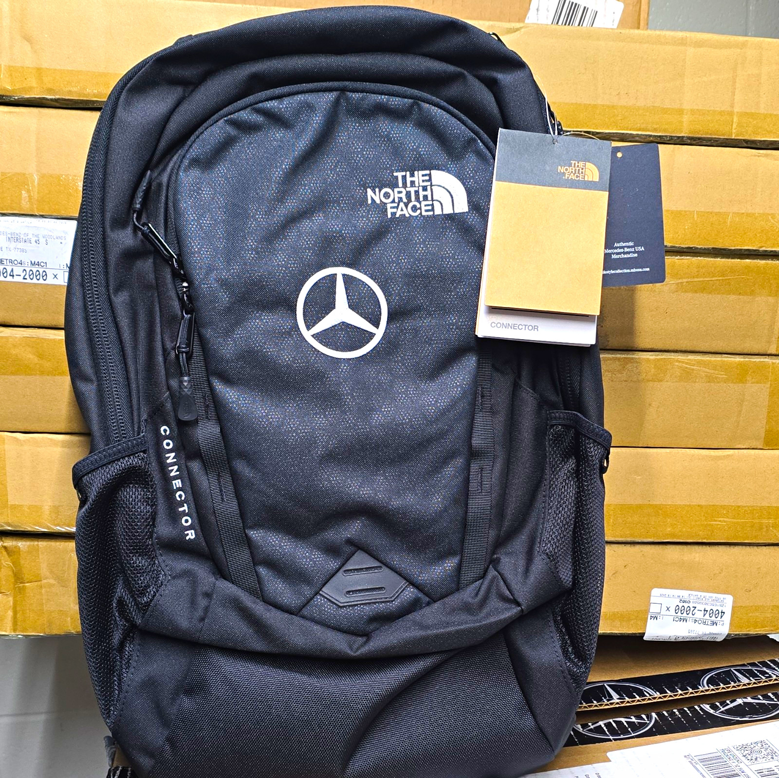 The North Face Connector Black Backpack Zip Closure Logo Accent