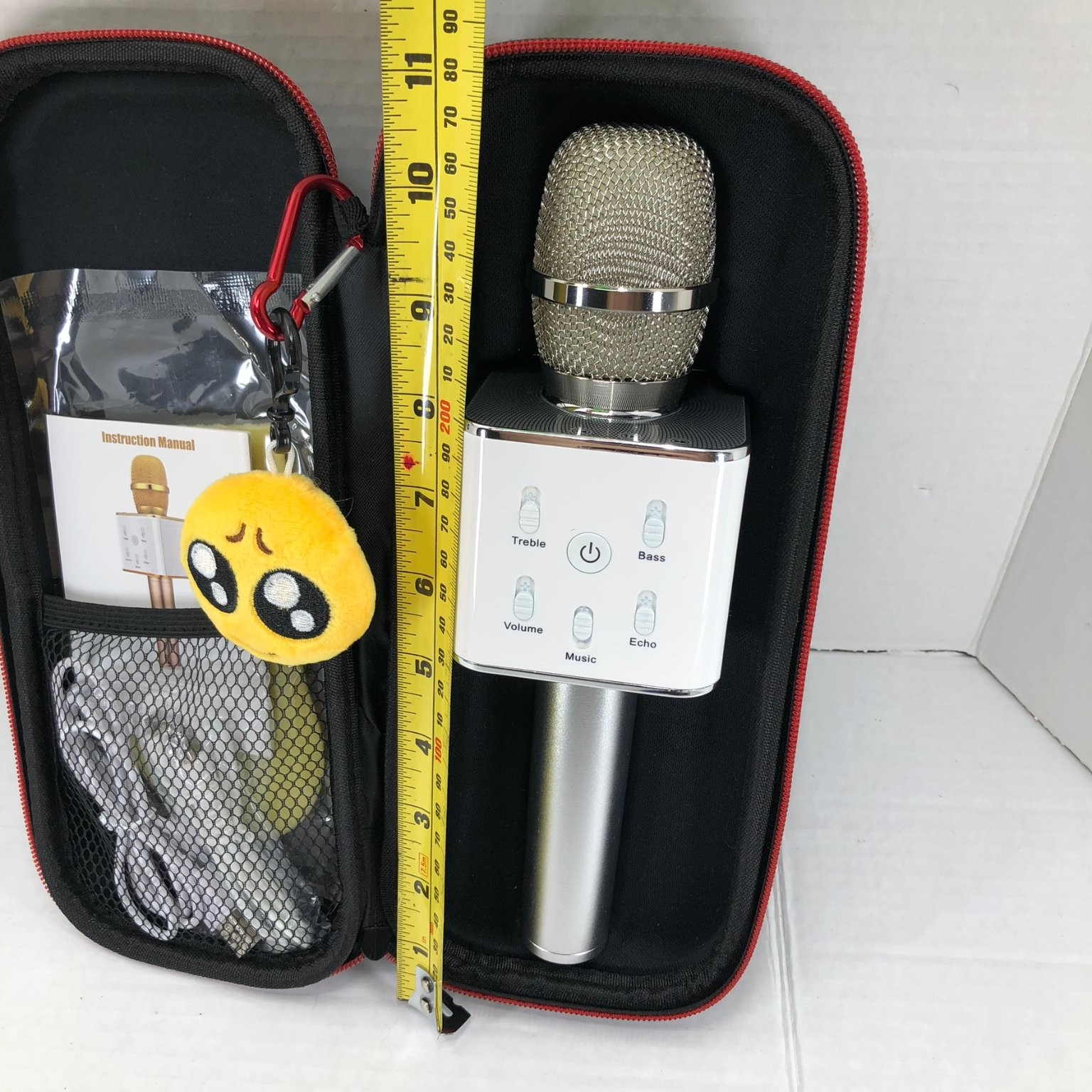 Wireless Bluetooth Karaoke Microphone Silver w/ Case & Accessories Kids Fun Gift