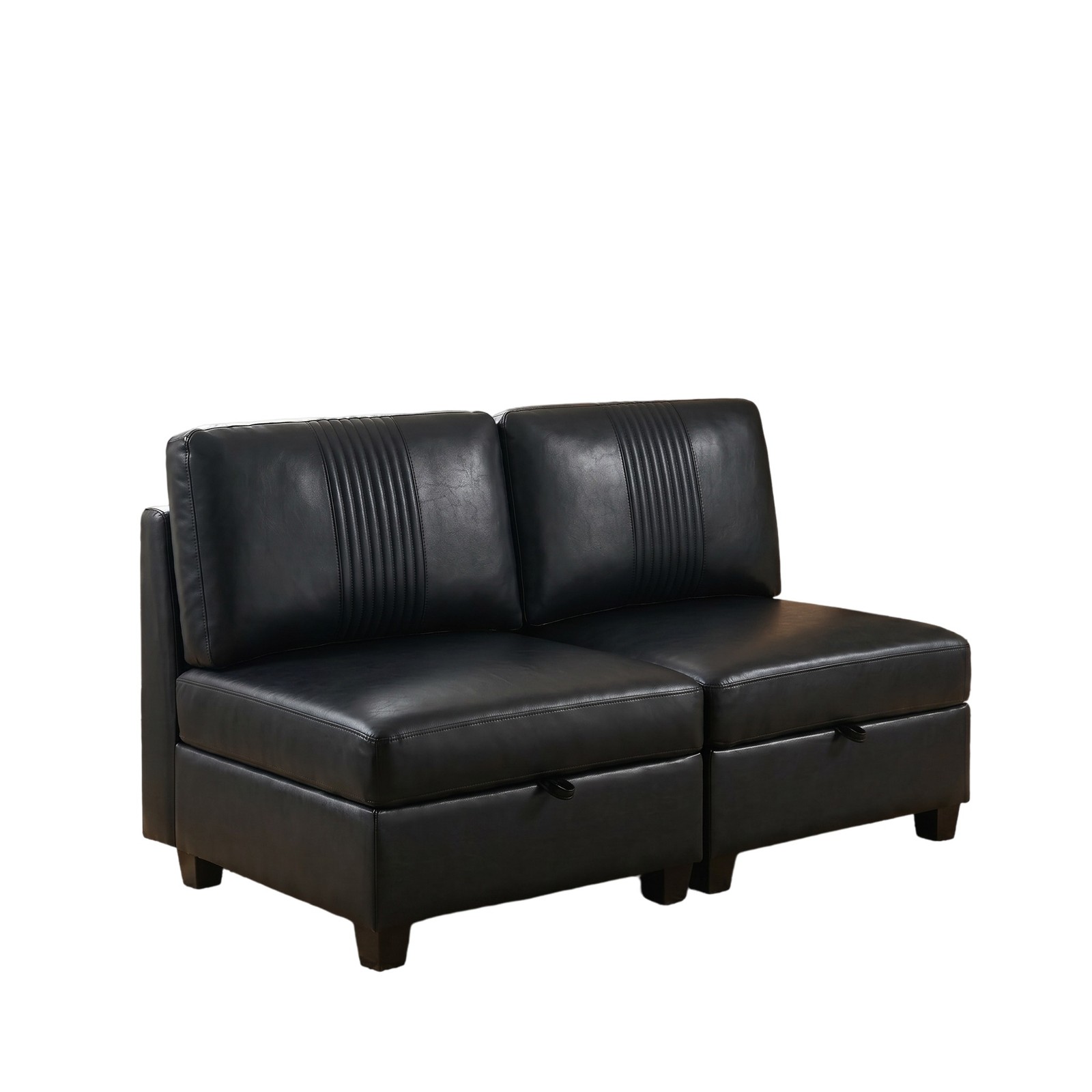 Modular Sofa 2-Seat PU Convertible Sleeper with Storage, 29.1"W